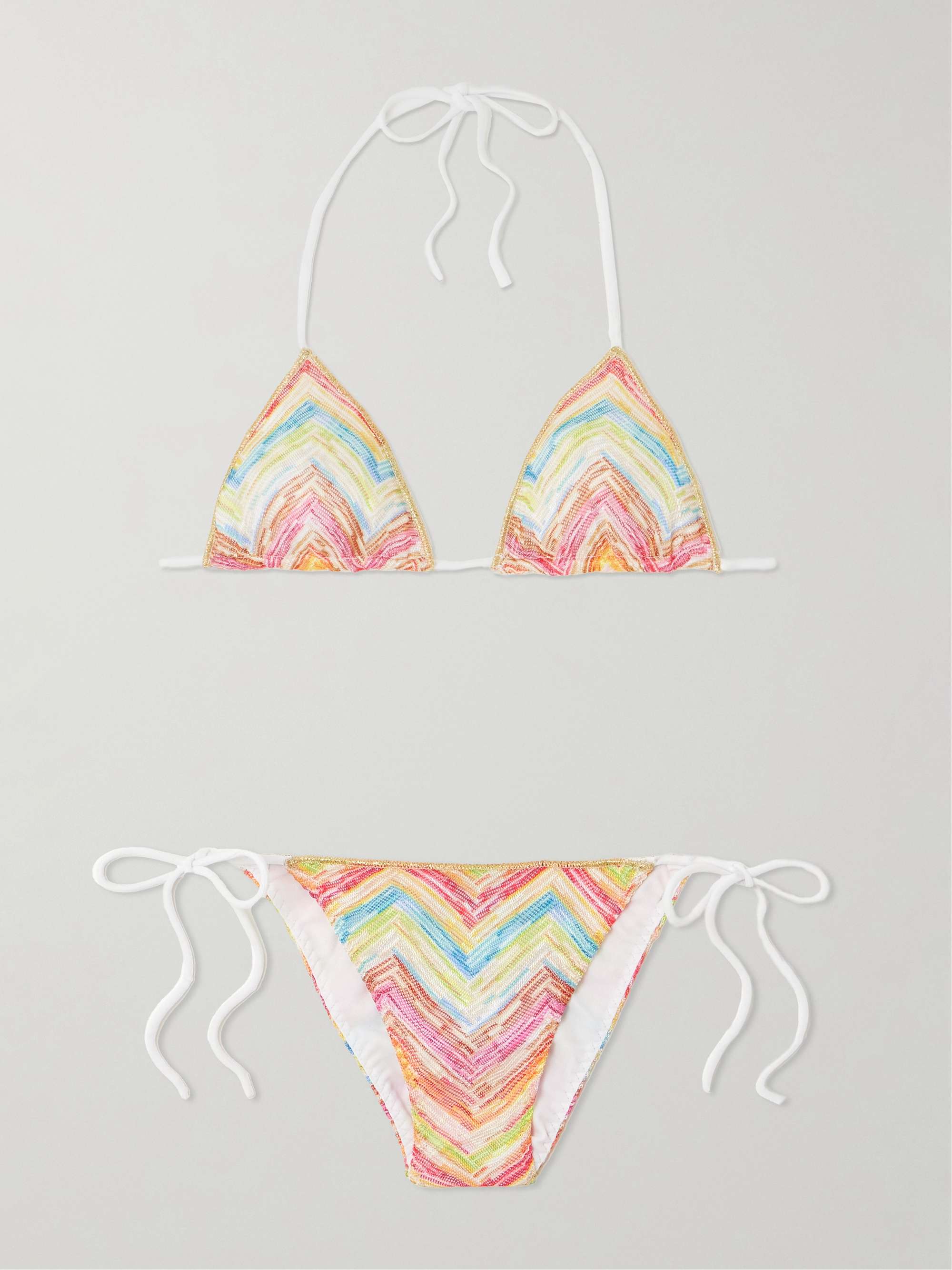 Mare striped metallic crochet-knit triangle bikini view