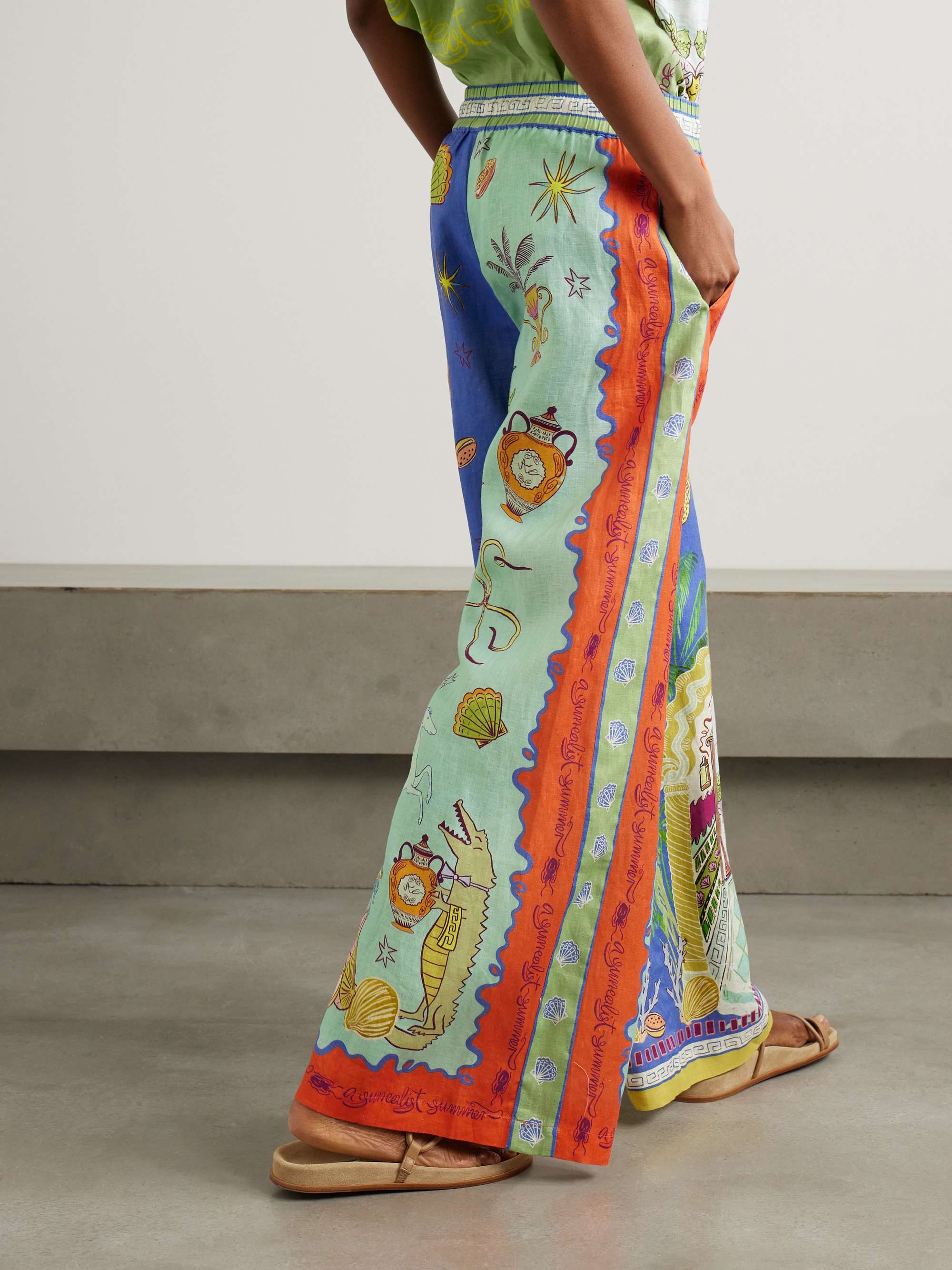 + Sam Pauletto Surrealist Summer printed linen wide-leg pants view