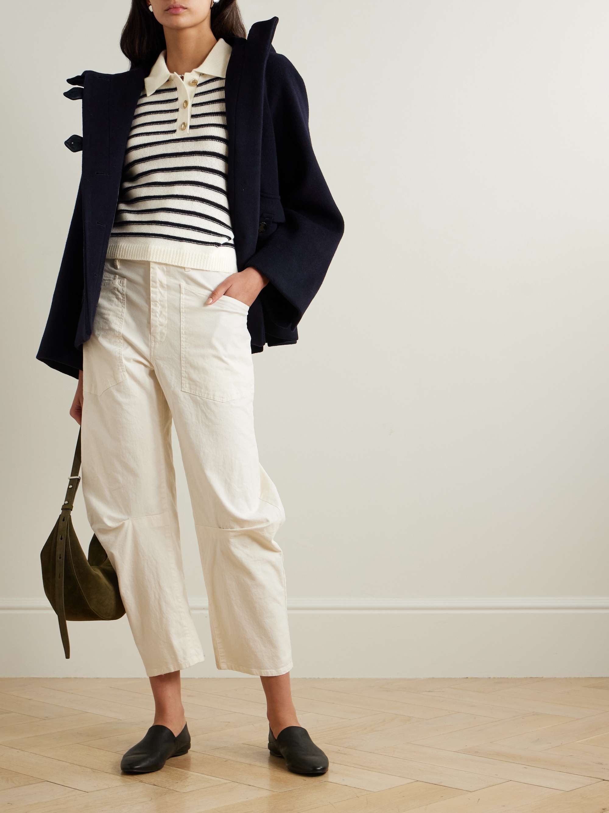 Striped wool and cashmere-blend polo sweater view