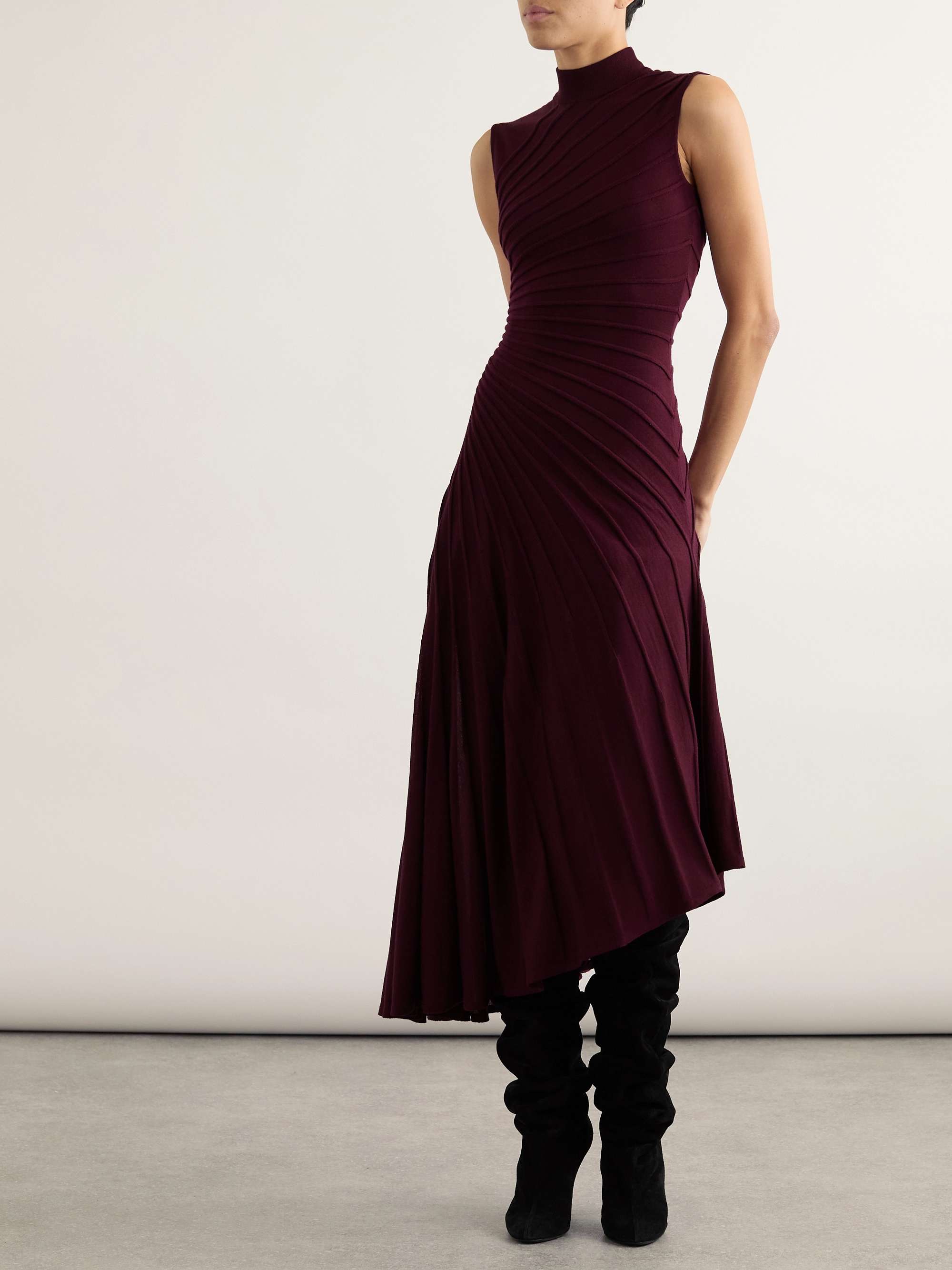 Asymmetric ribbed wool dress view