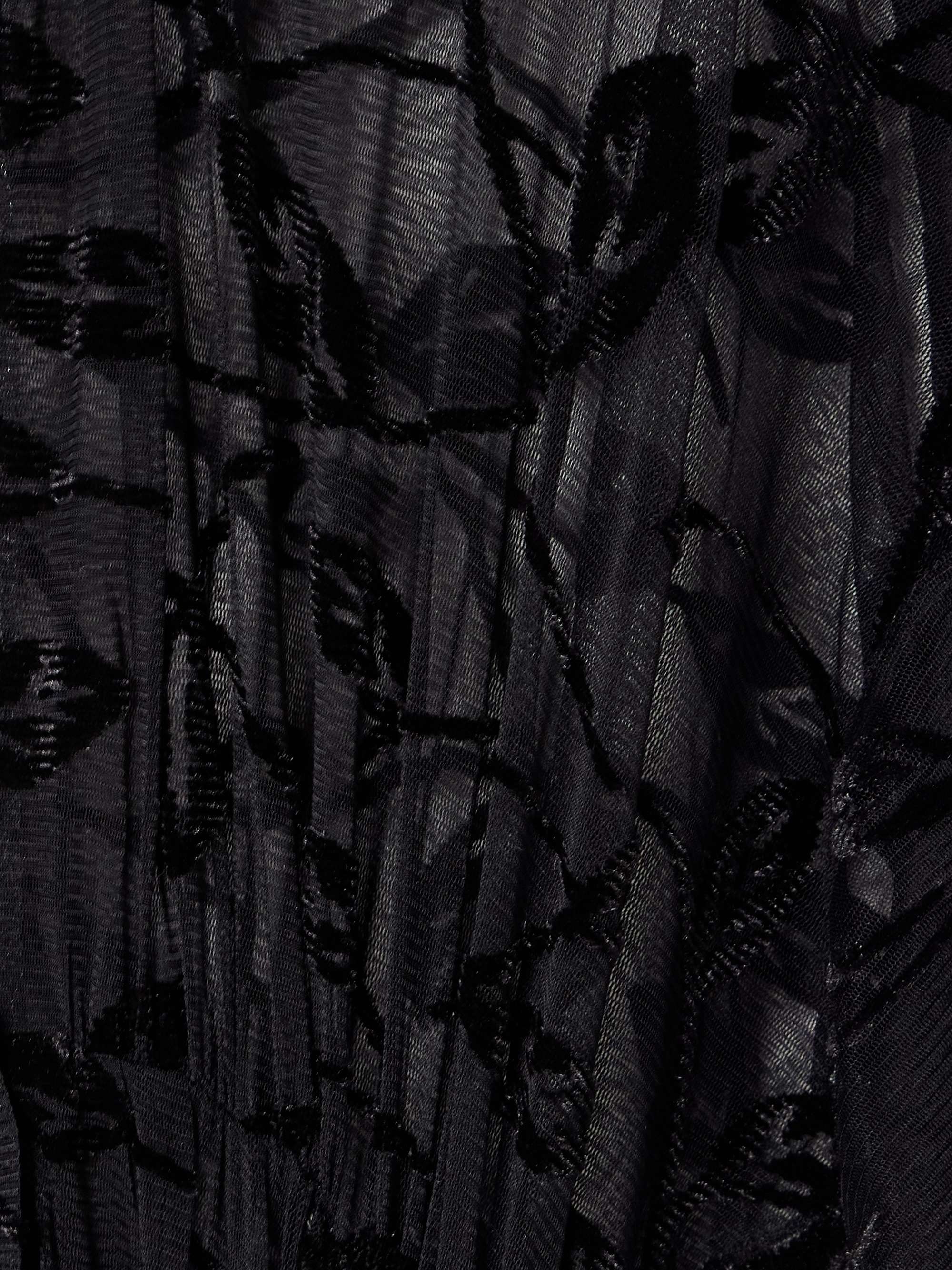 Appliquéd belted stretch-mesh gown view