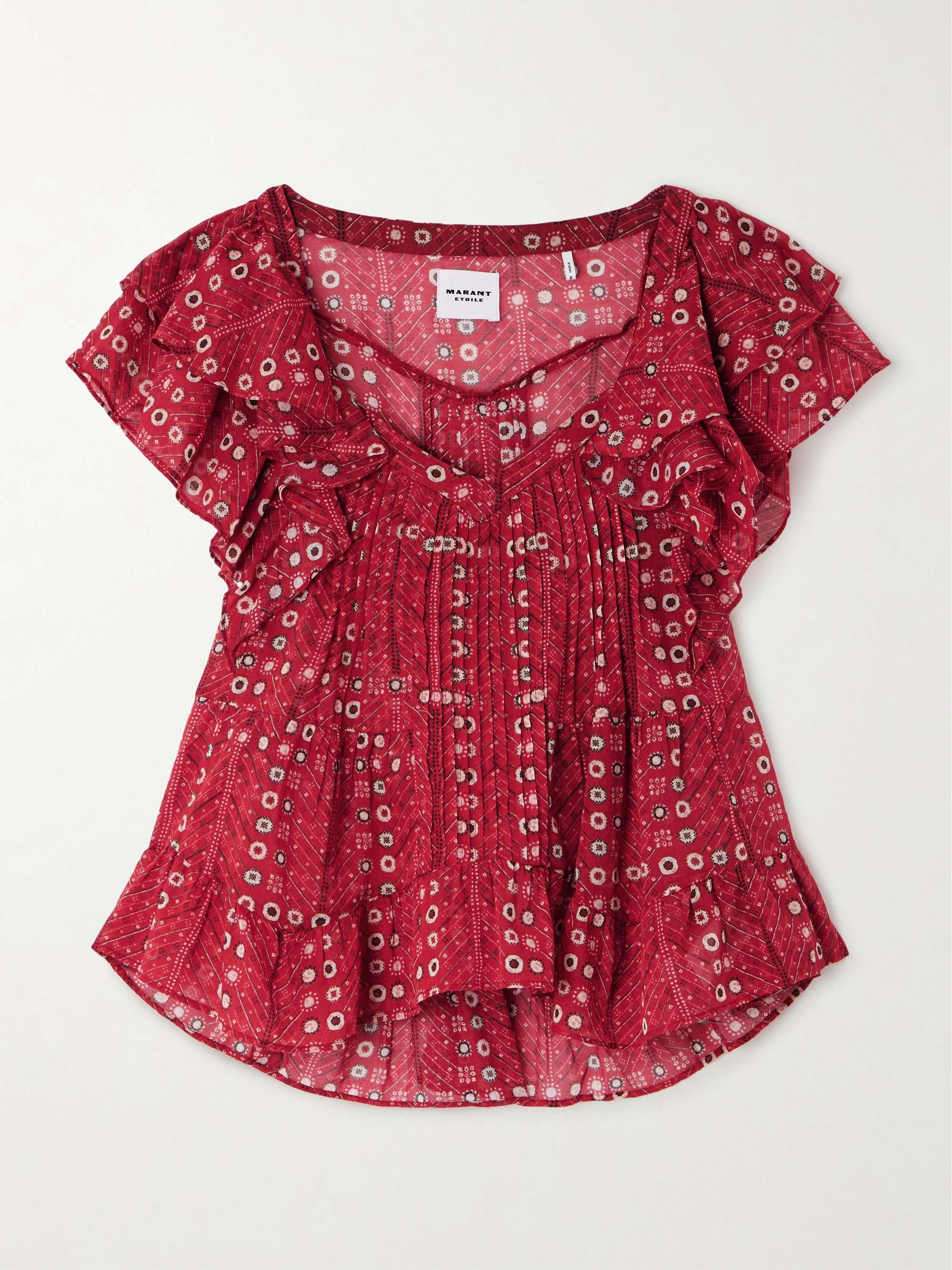 Ruffled printed organic cotton-voile blouse view