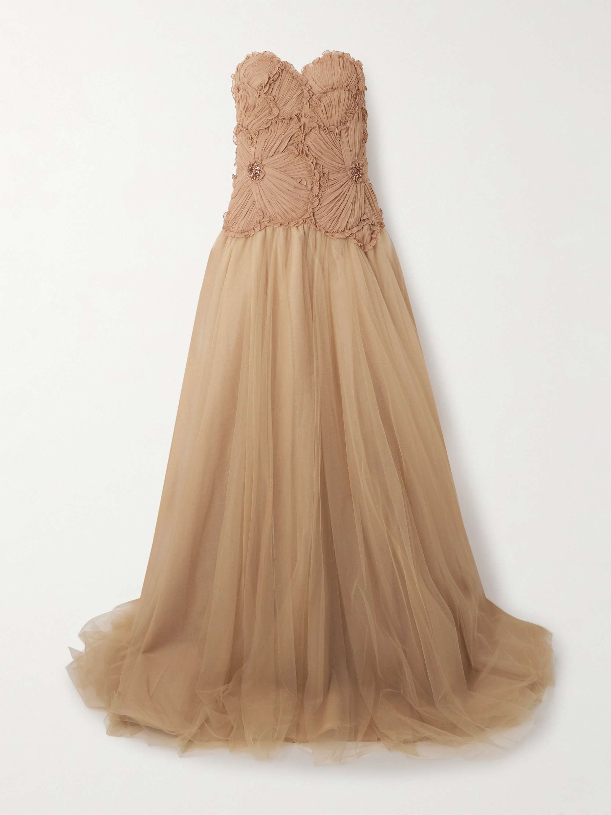 Edra embellished crinkled chiffon and tulle gown view