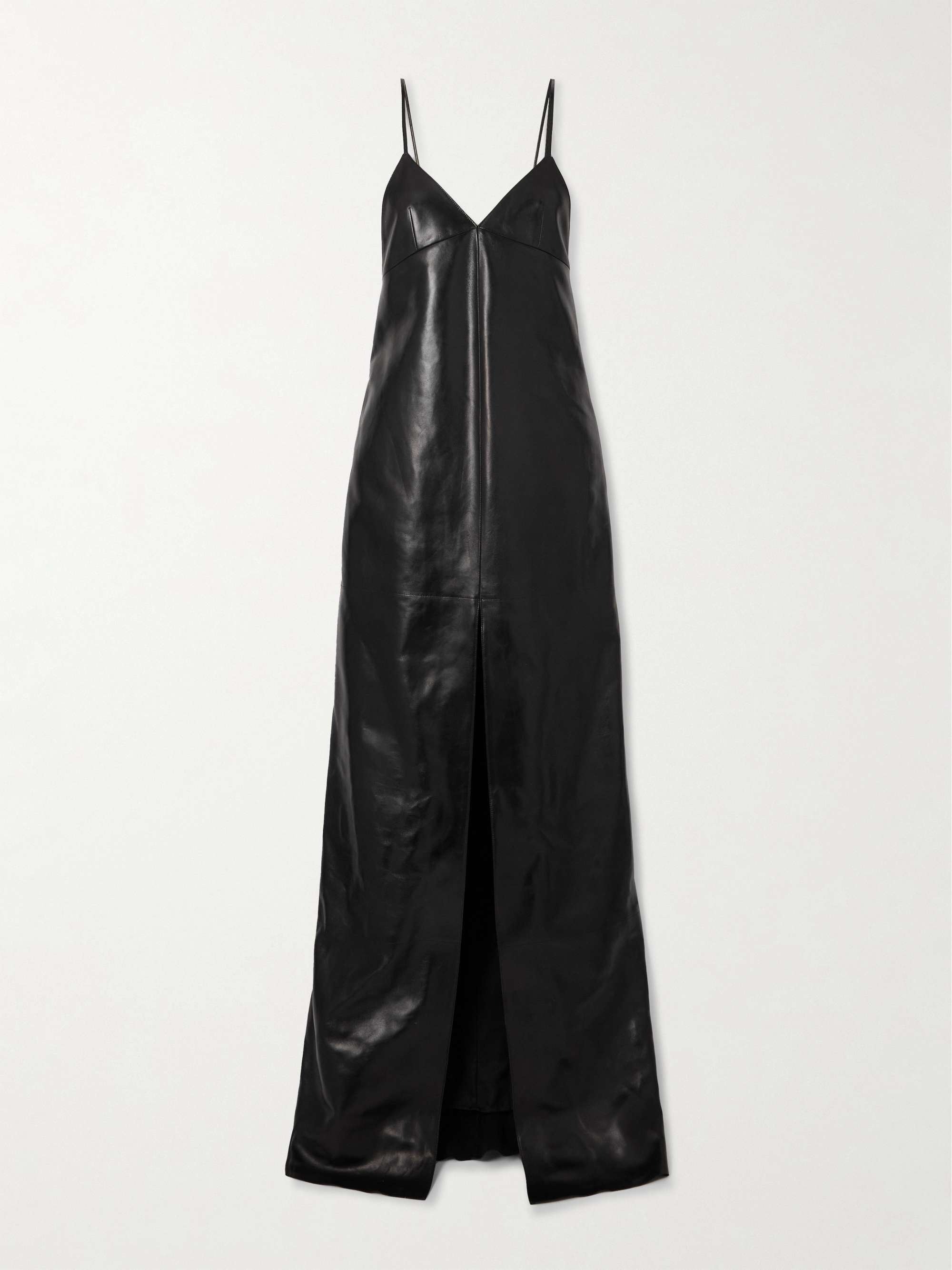 Paneled leather gown view