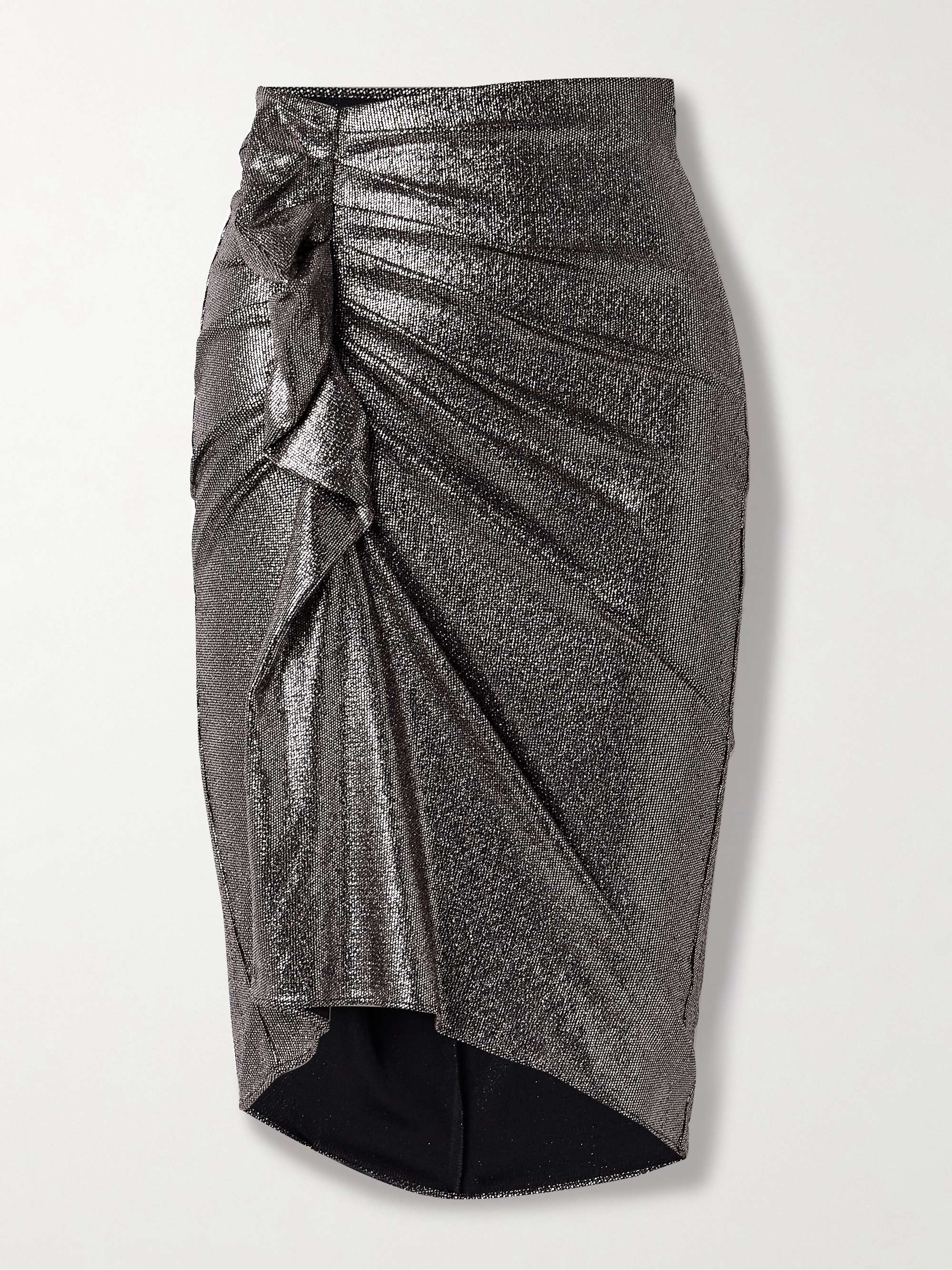 Dolene ruched metallic stretch-jersey midi skirt view