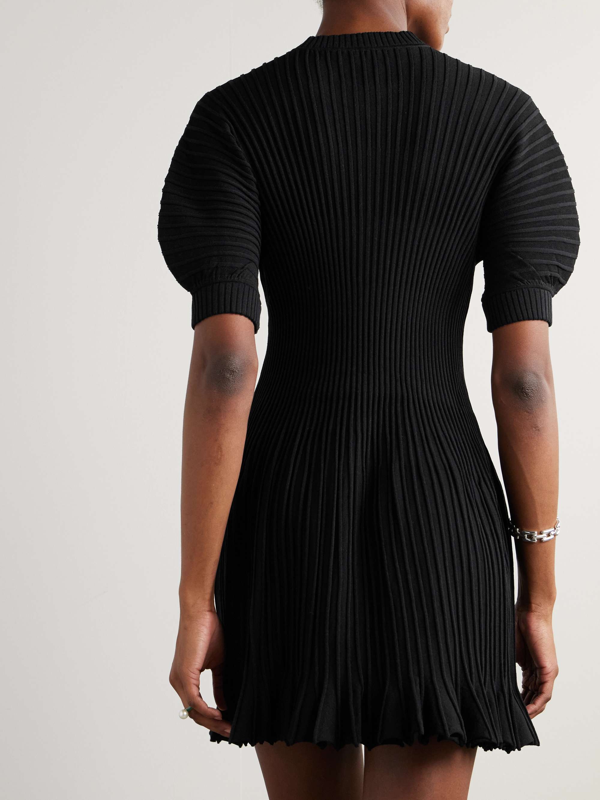 Talie pleated ribbed-knit mini dress view