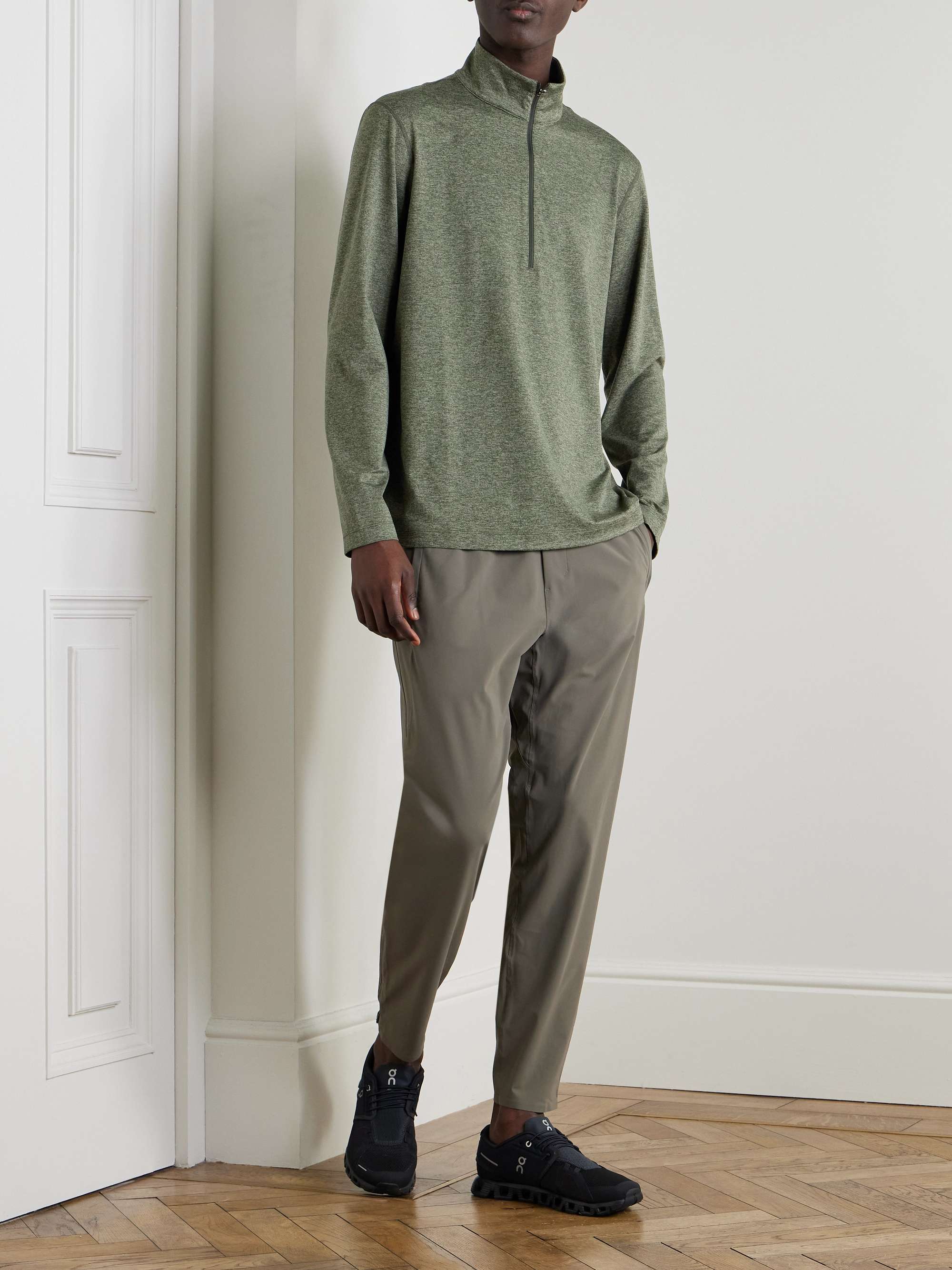 Slim-Fit Stretch Recycled-Jersey Half-Zip Top view