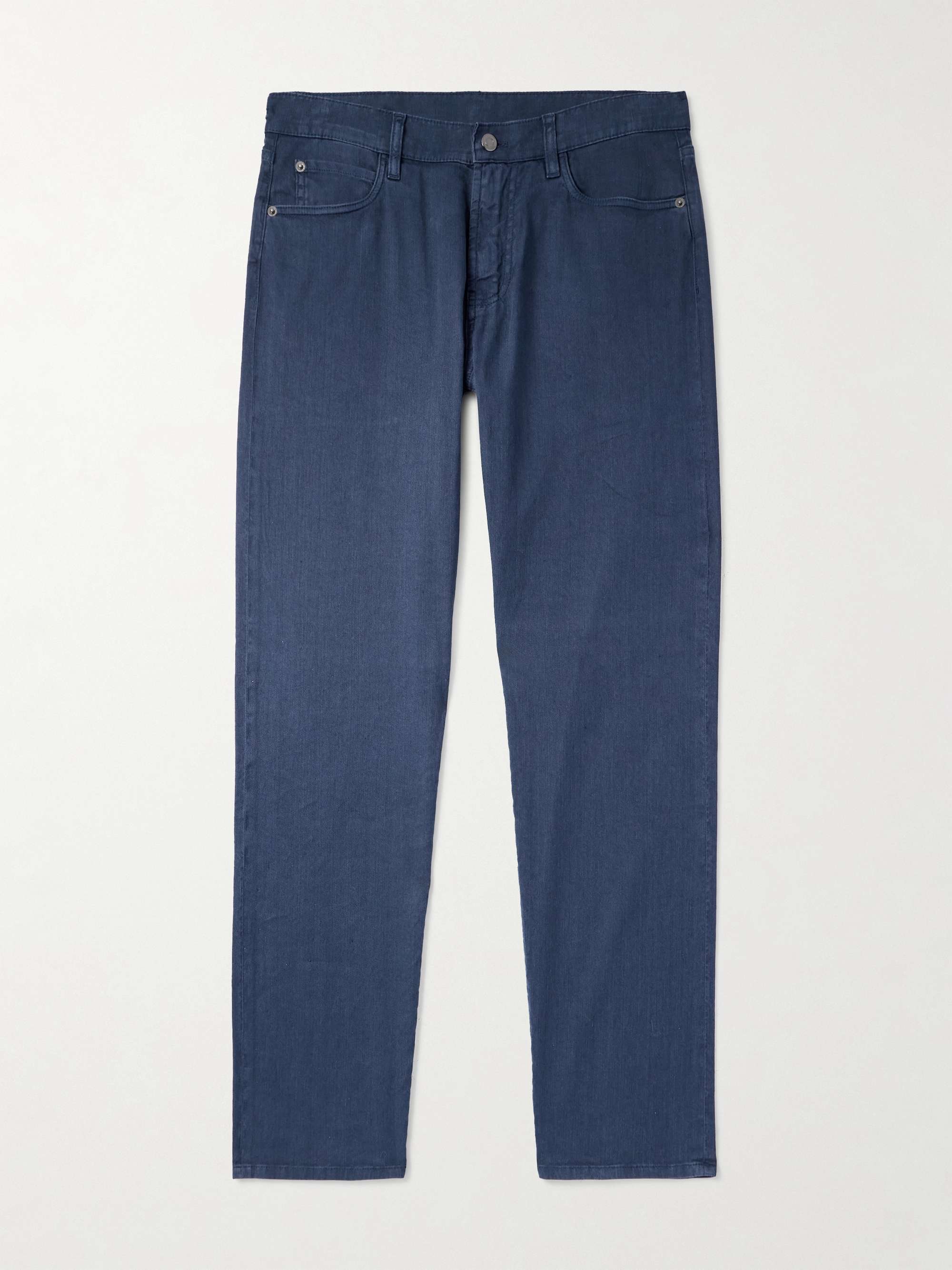 Straight-Leg Stretch-Linen and Cotton-Blend Trousers view