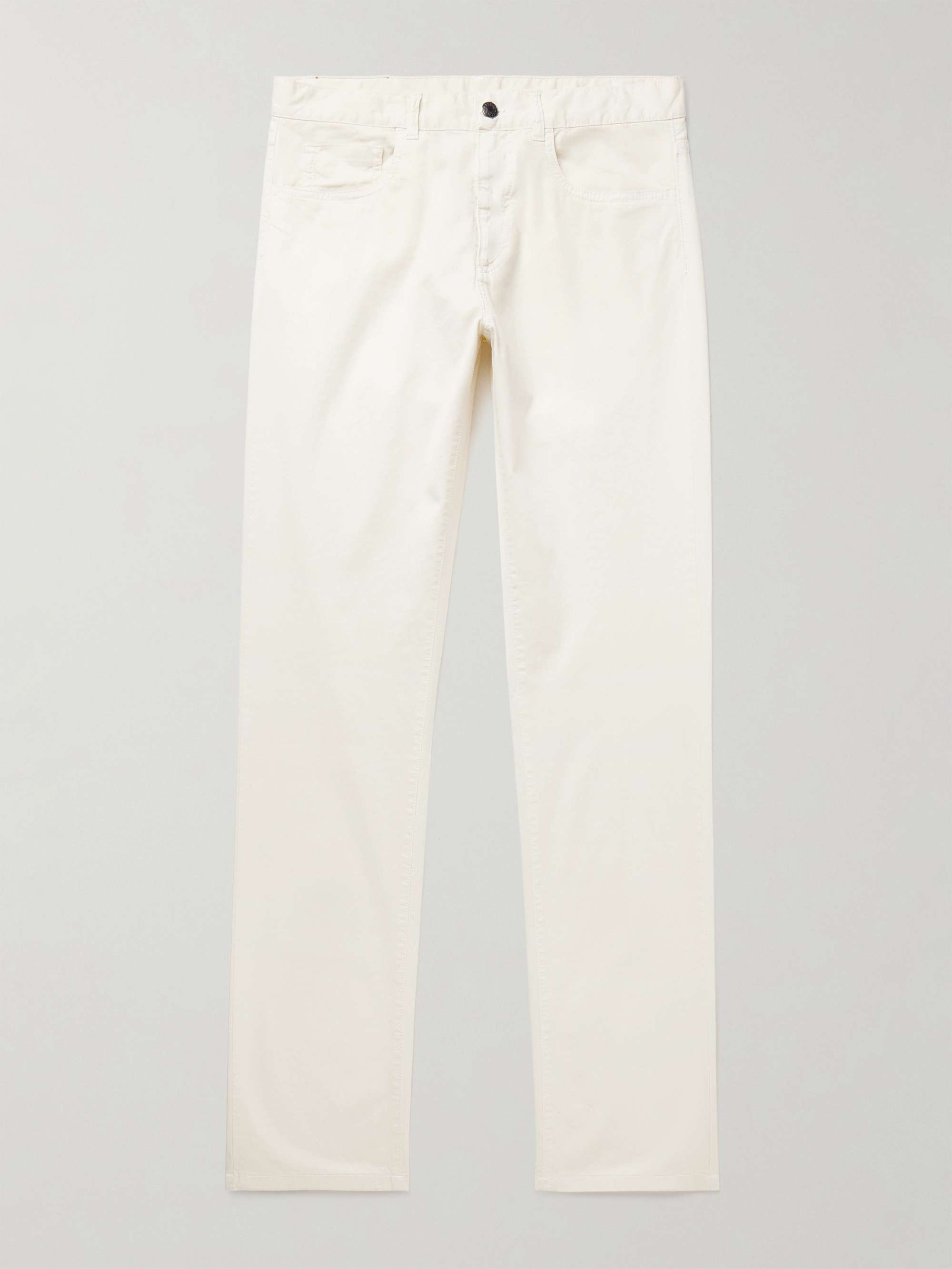 Slim-Fit Straight-Leg Cotton-Blend Twill Trousers view