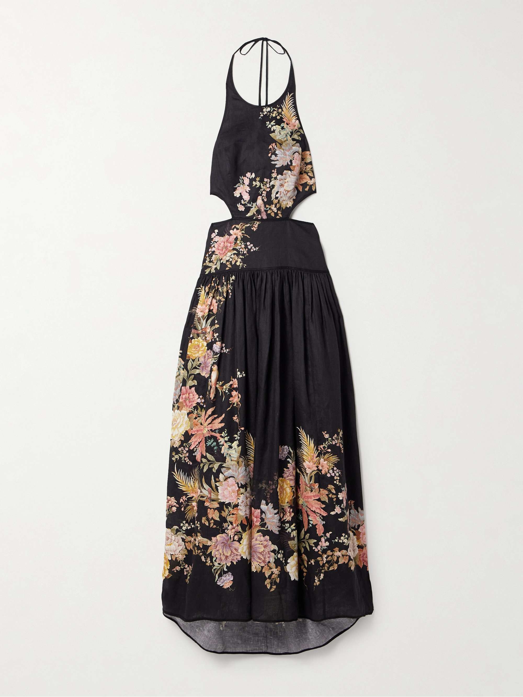 Tallow cutout floral-print linen halterneck midi dress view