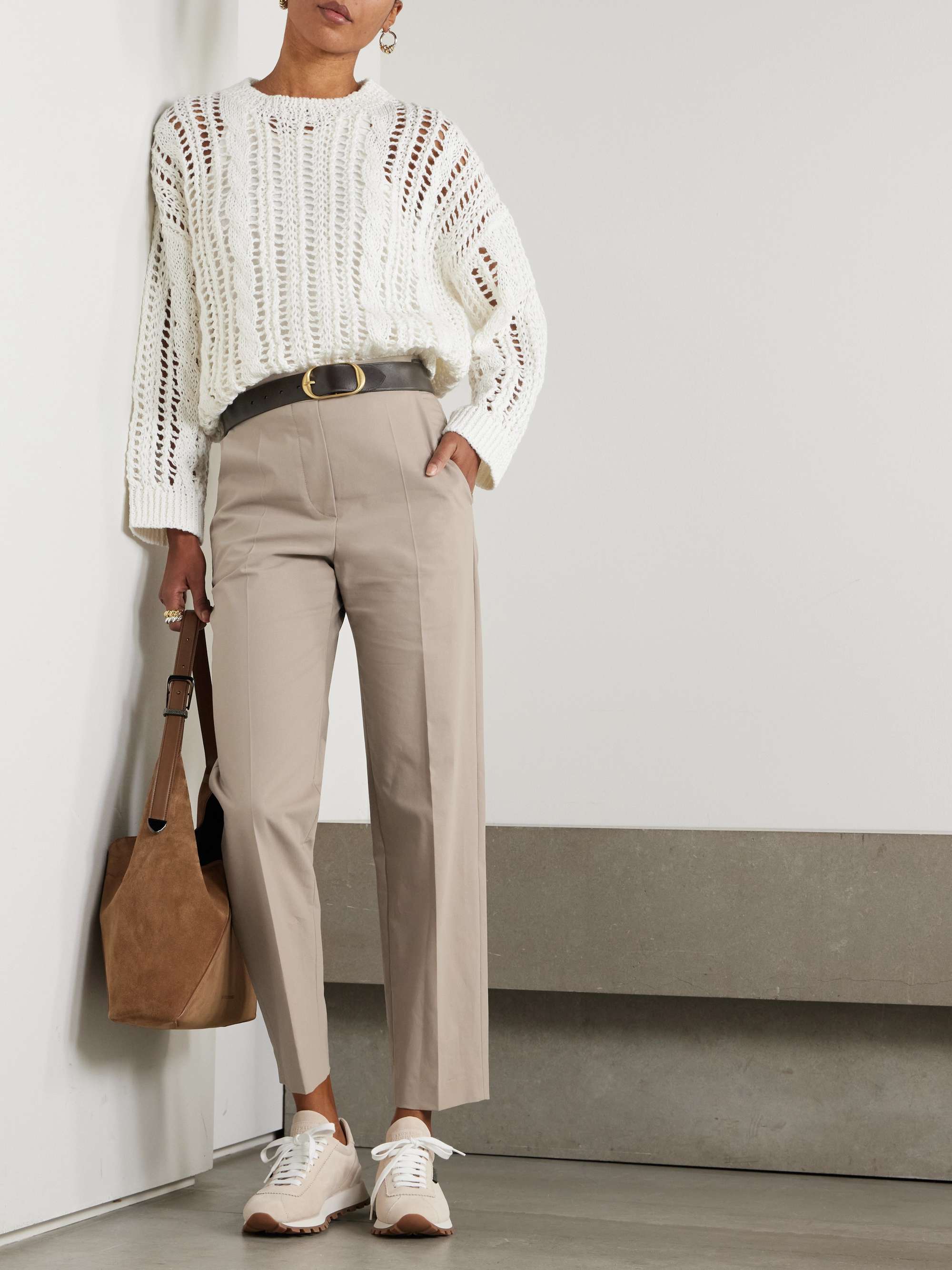 Cotton-blend twill tapered pants view