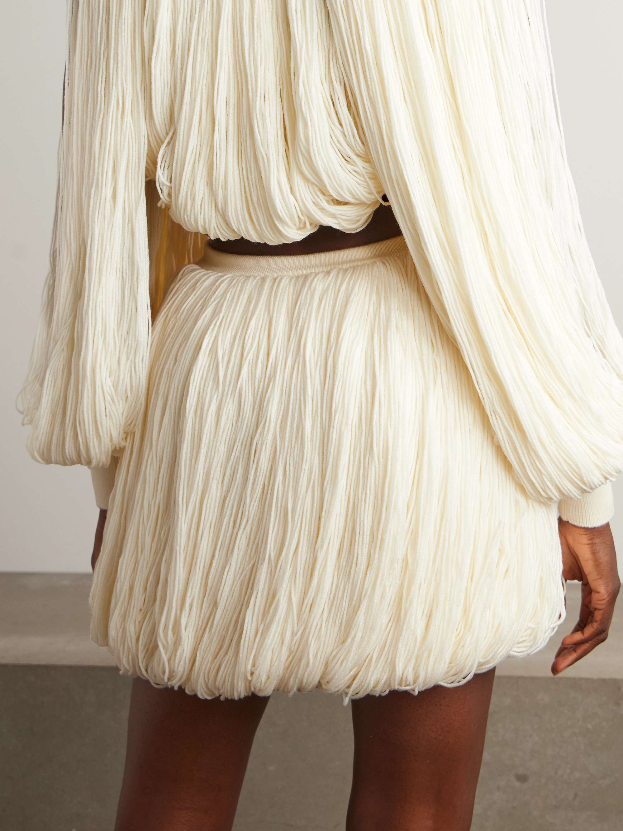 Fringed wool-blend mini skirt view