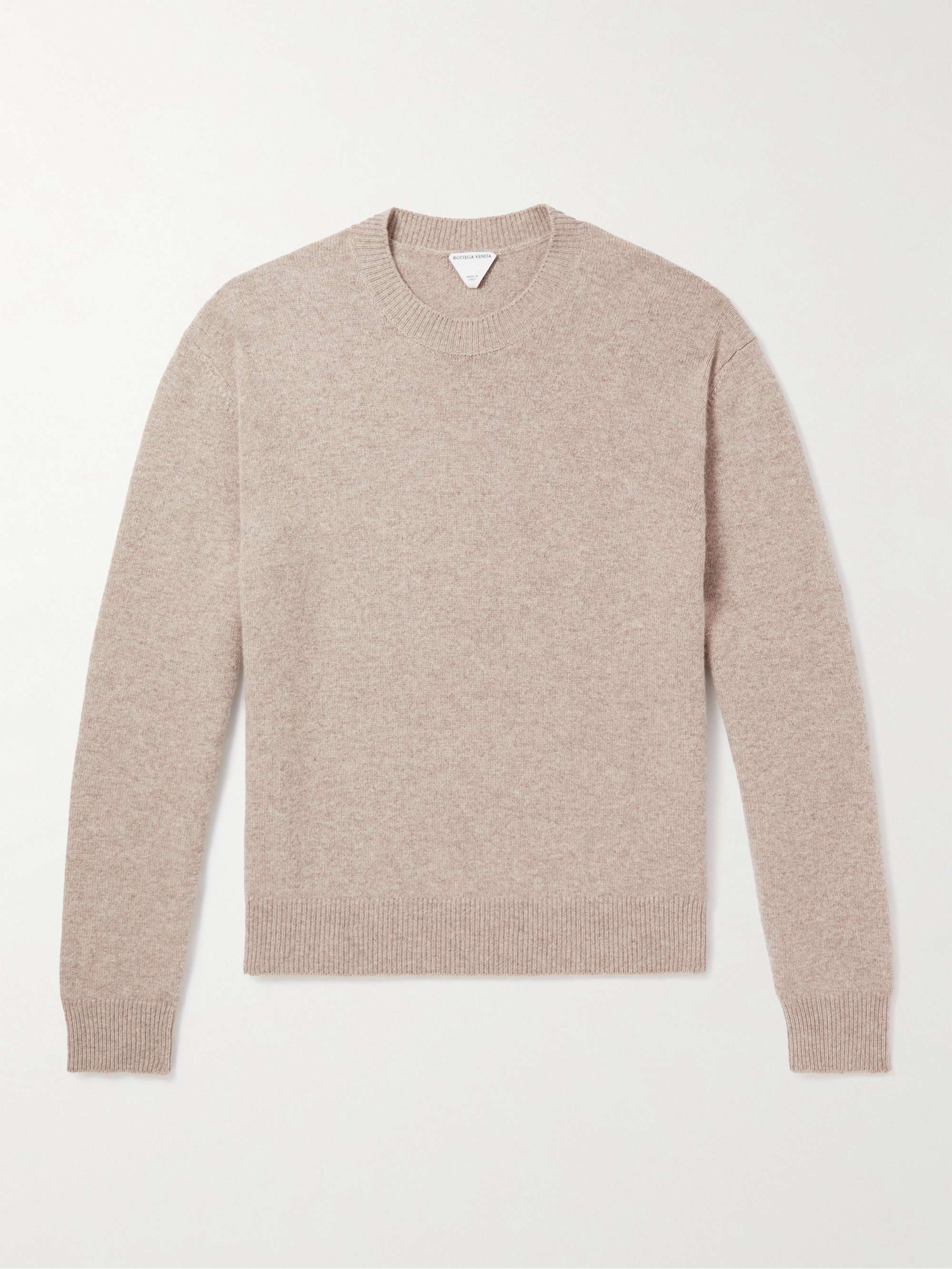 Intrecciato Leather-Trimmed Cashmere-Blend Sweater view