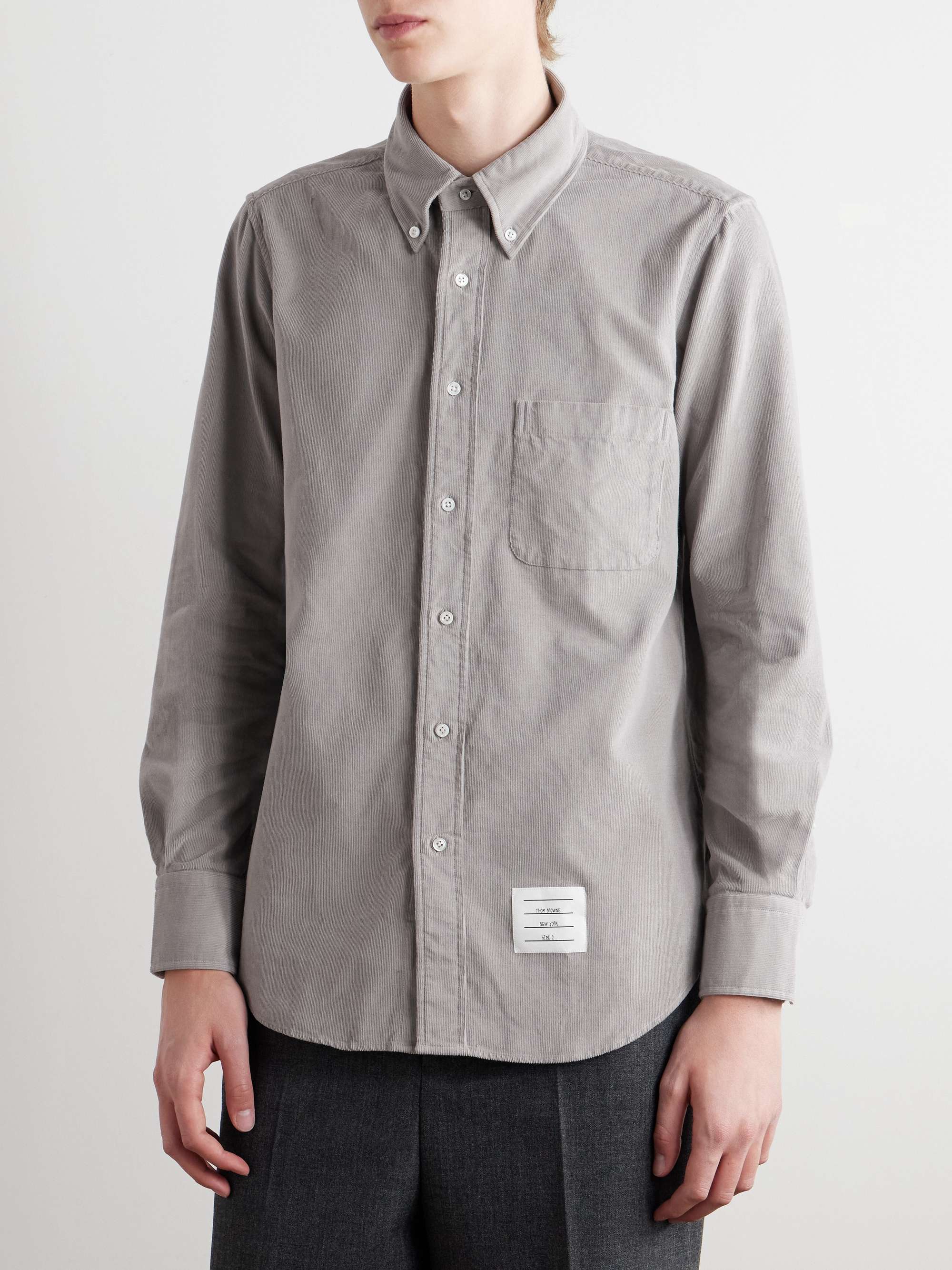 Button-Down Collar Logo-Appliquéd Cotton-Corduroy Shirt view