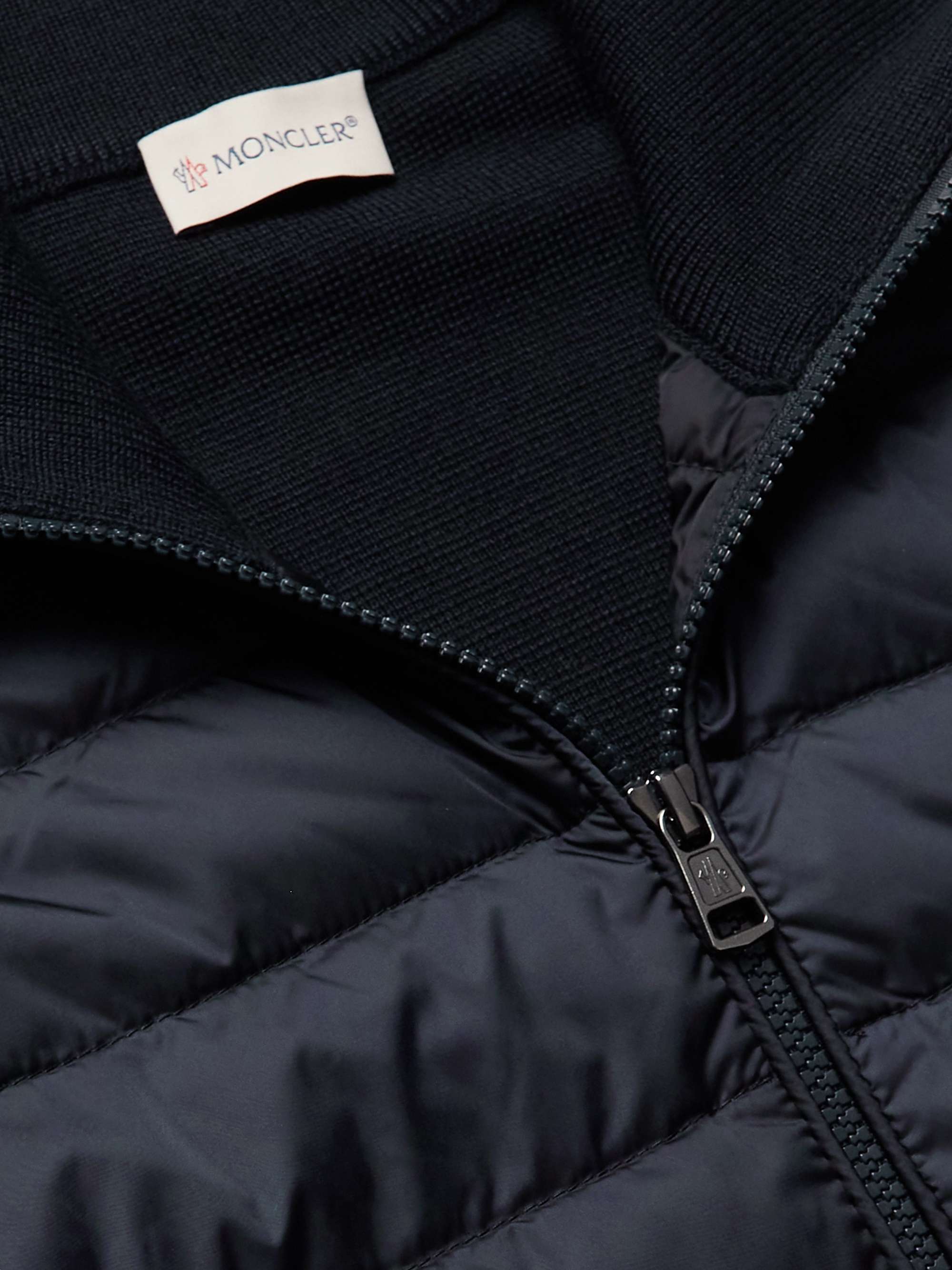 Slim-Fit Panelled Wool-Blend and Quilted Shell Down Zip-Up Cardigan view