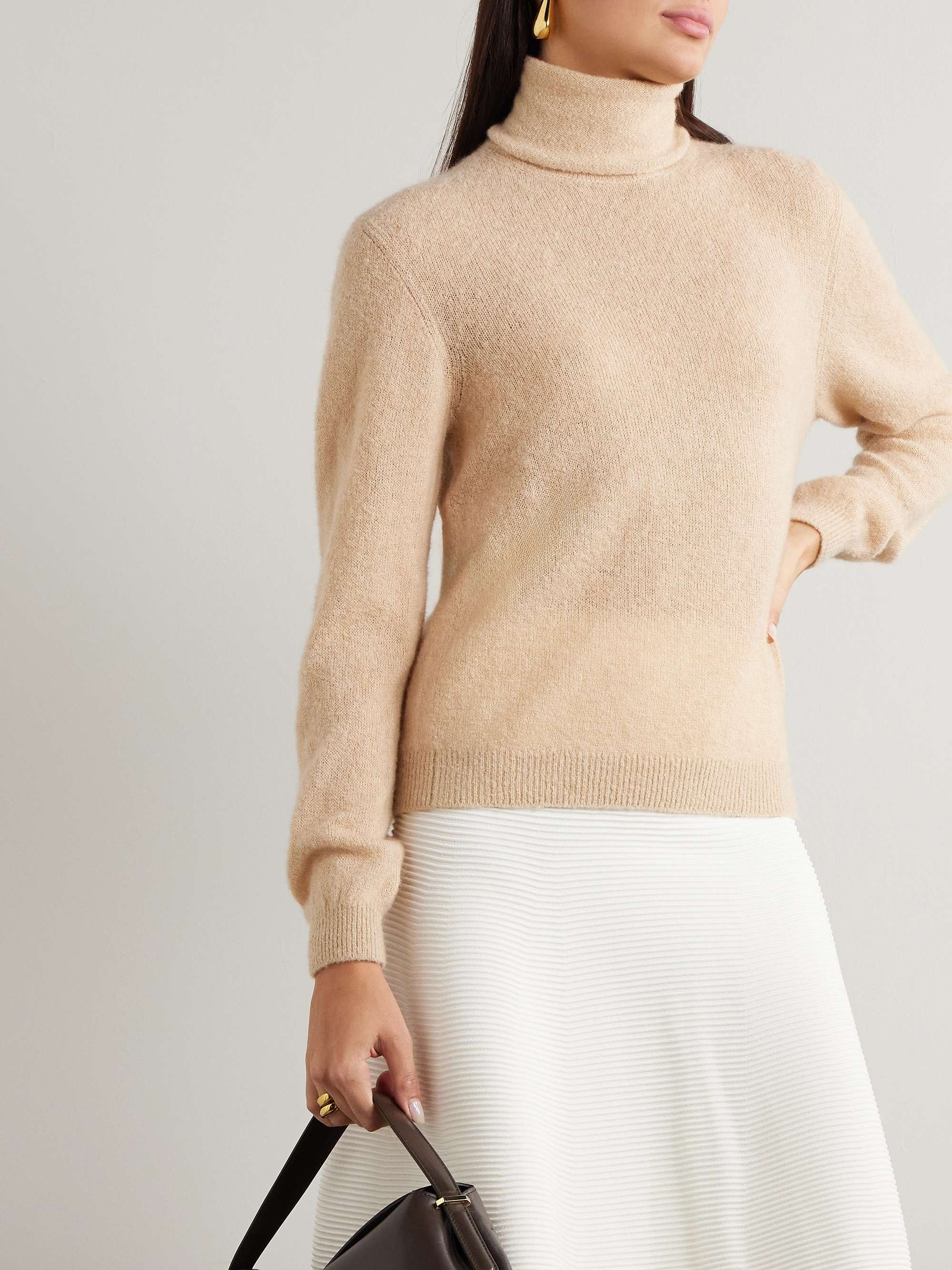 Cashmere and silk-blend bouclé turtleneck sweater view