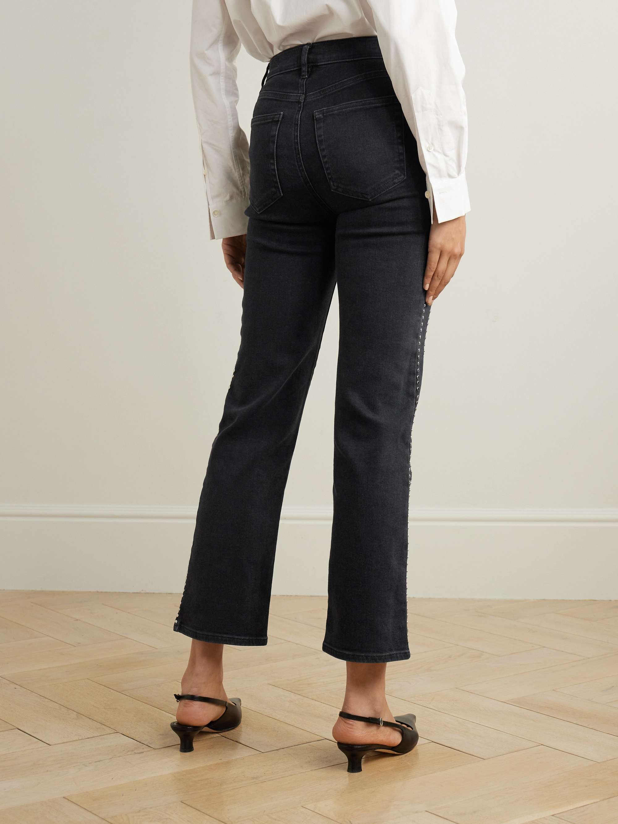 Le Sleek embellished cropped high-rise straight-leg jeans view