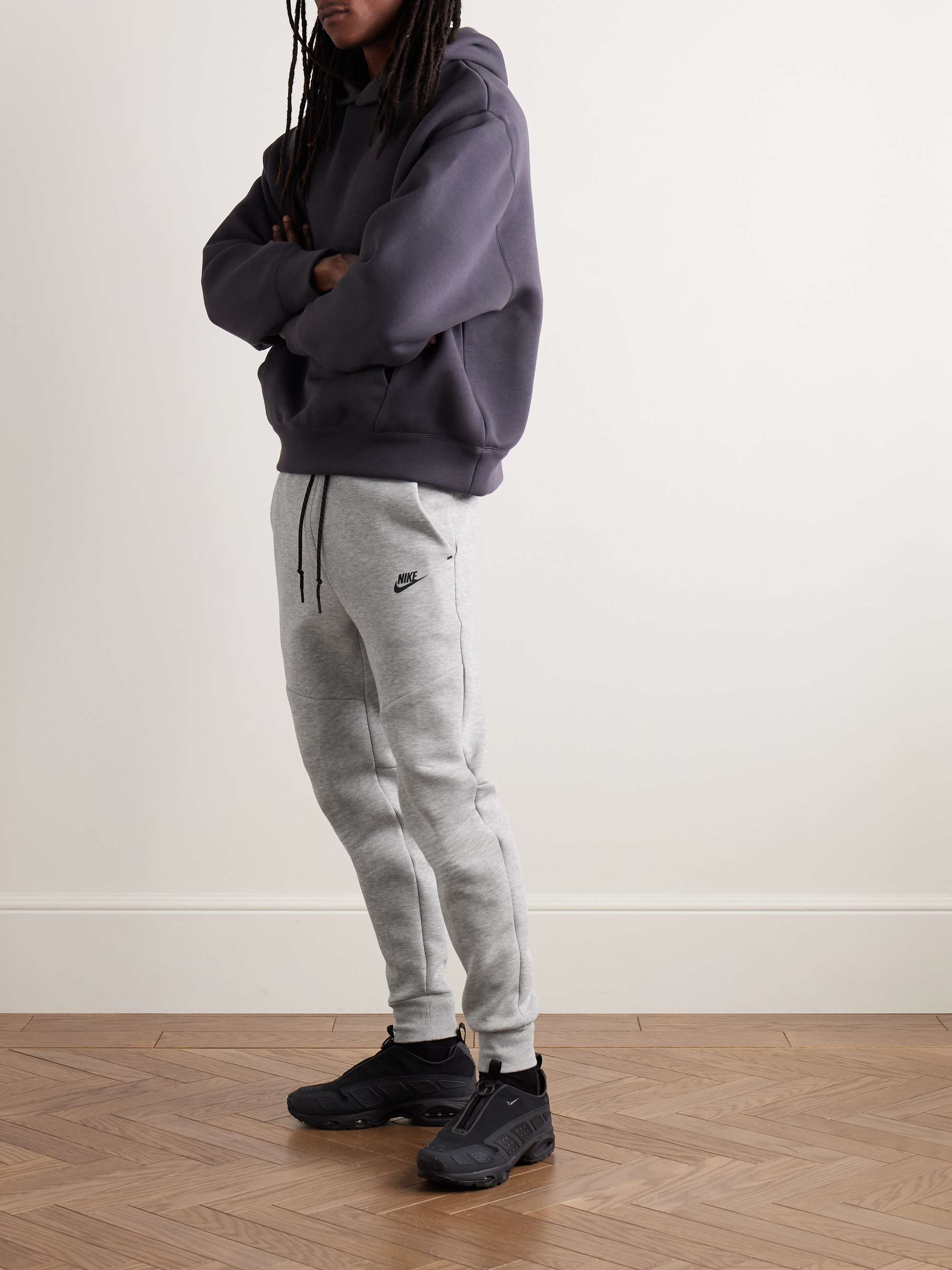 Slim-Fit Tapered Logo-Print Cotton-Blend Tech Fleece Sweatpants view