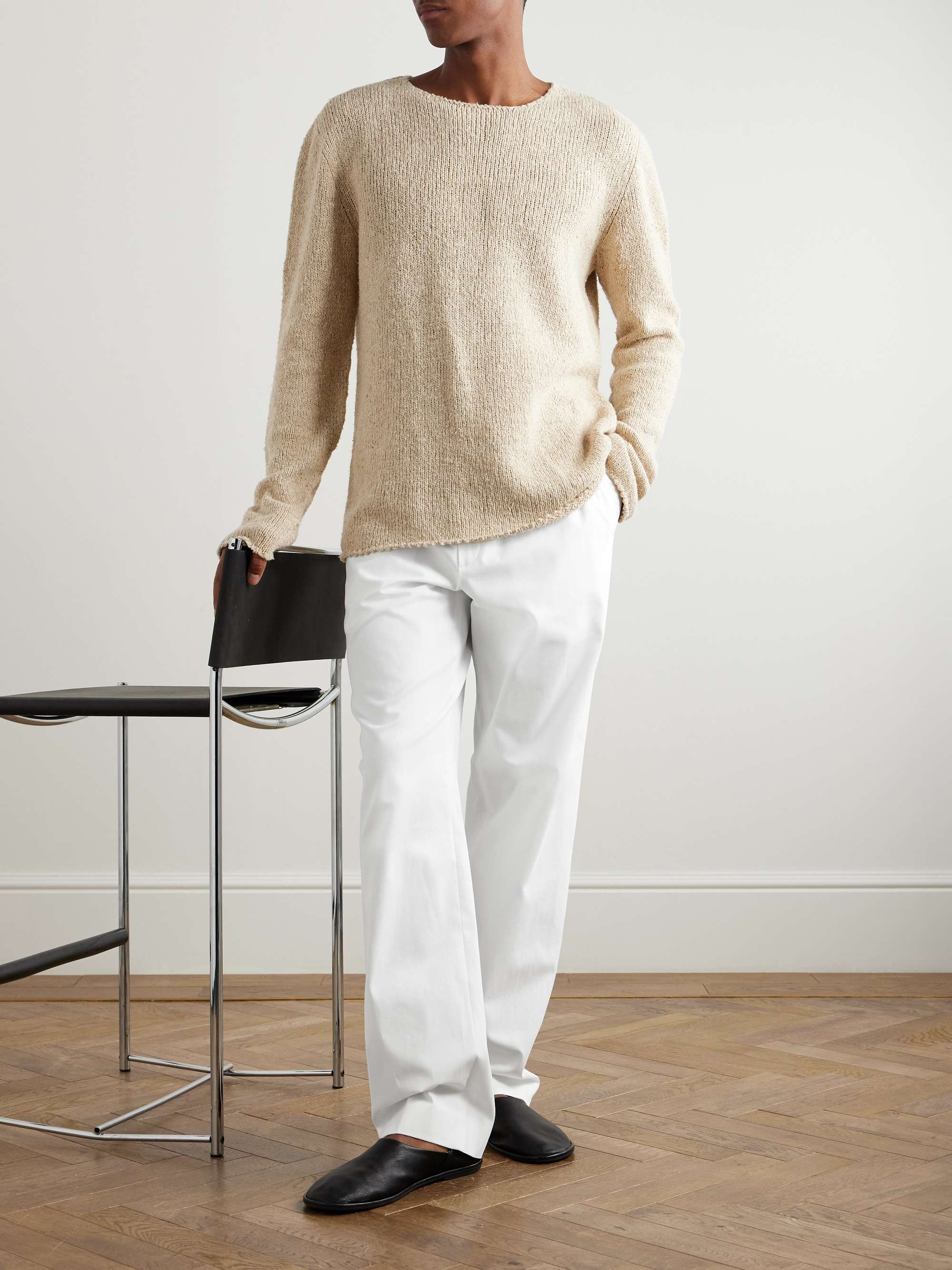 Jonah Wide-Leg Stretch Cotton and Cashmere-Blend Trousers view