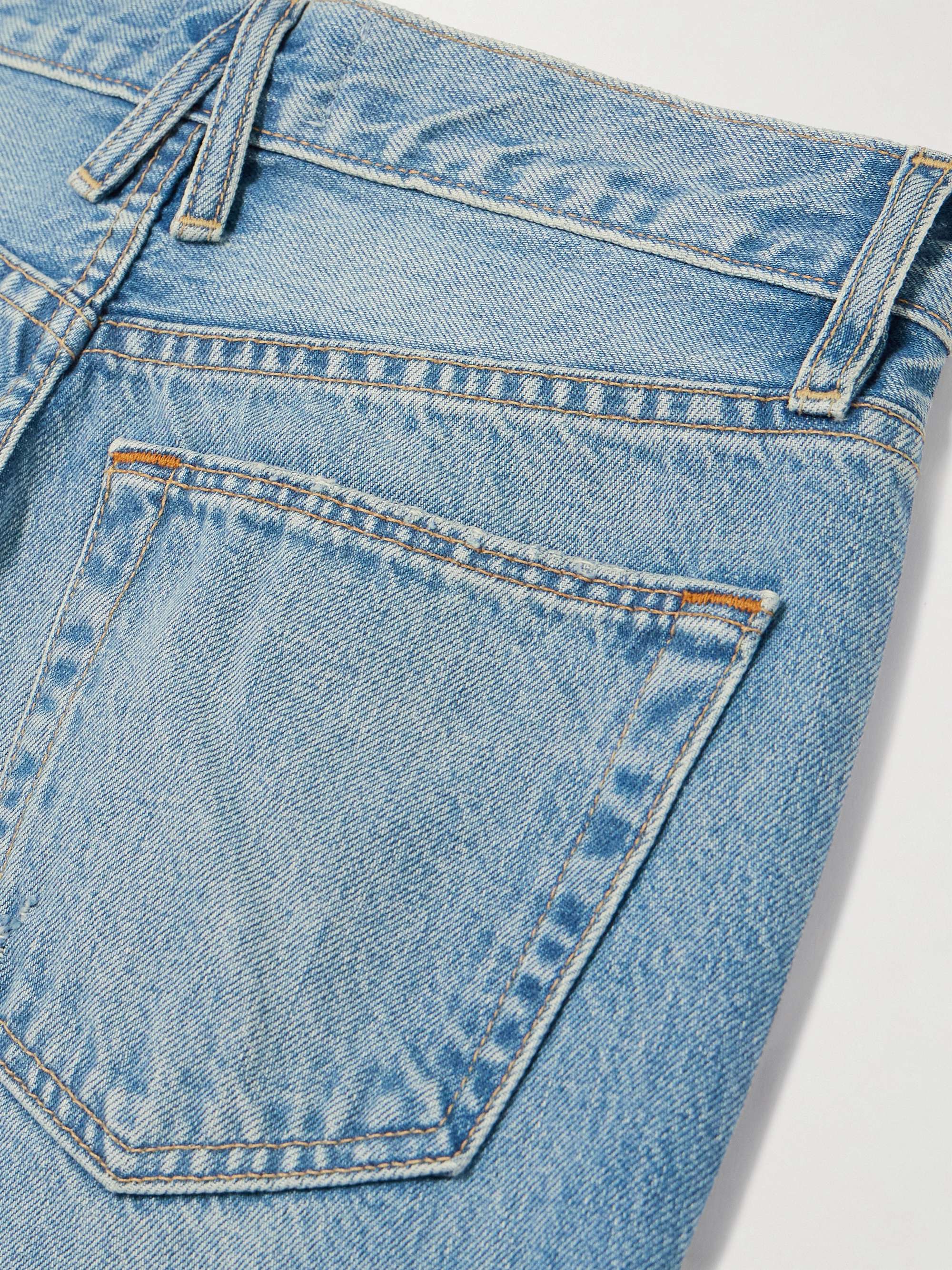Virginia distressed high-rise slim-leg jeans view