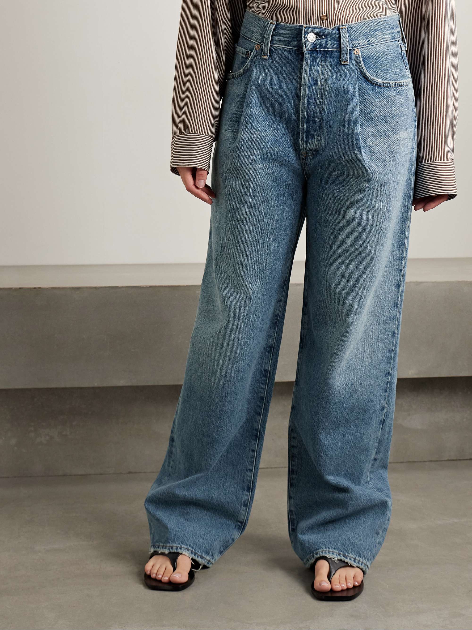 Franka pleated high-rise wide-leg jeans view