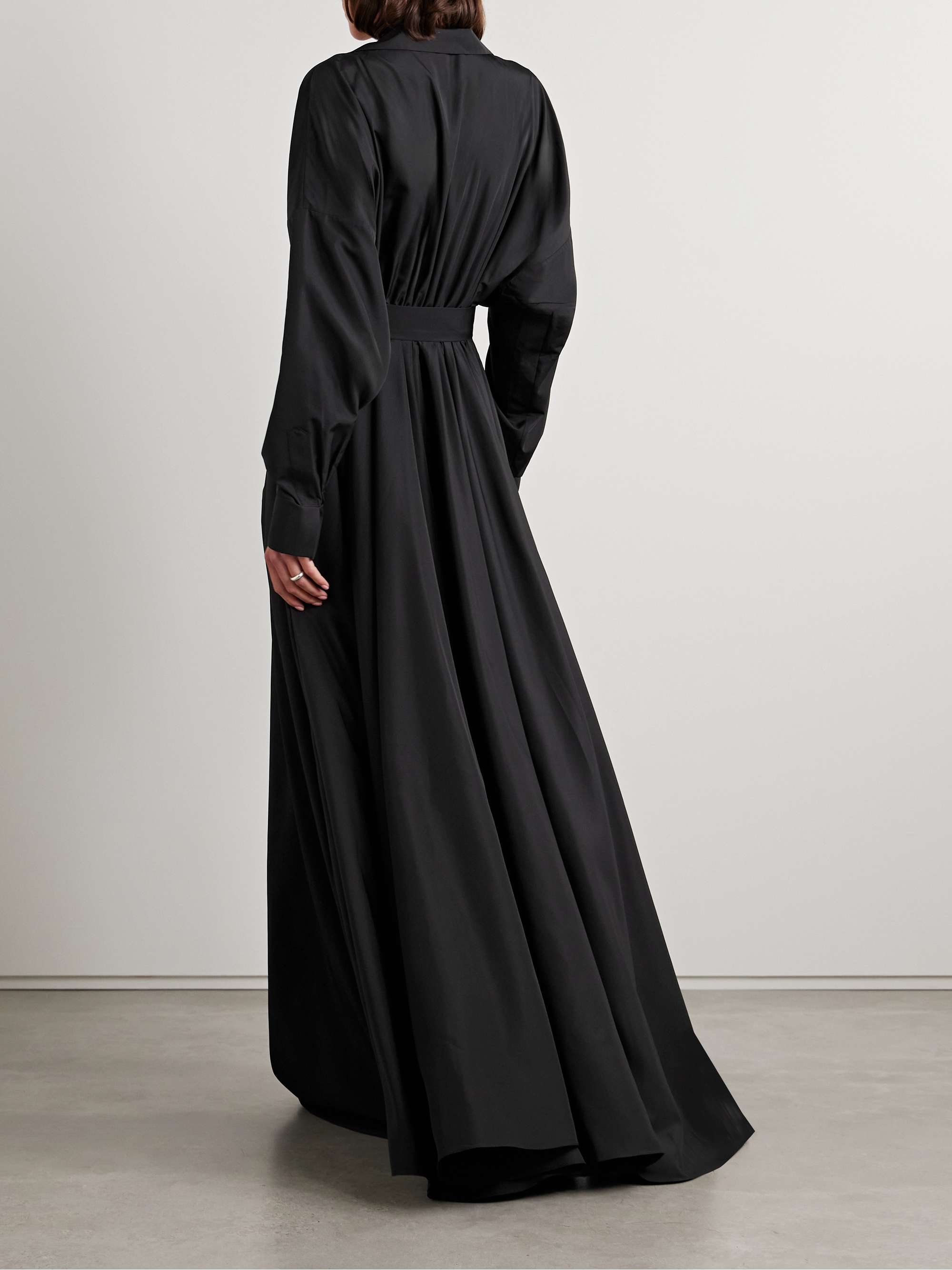 Oversized belted poplin gown view