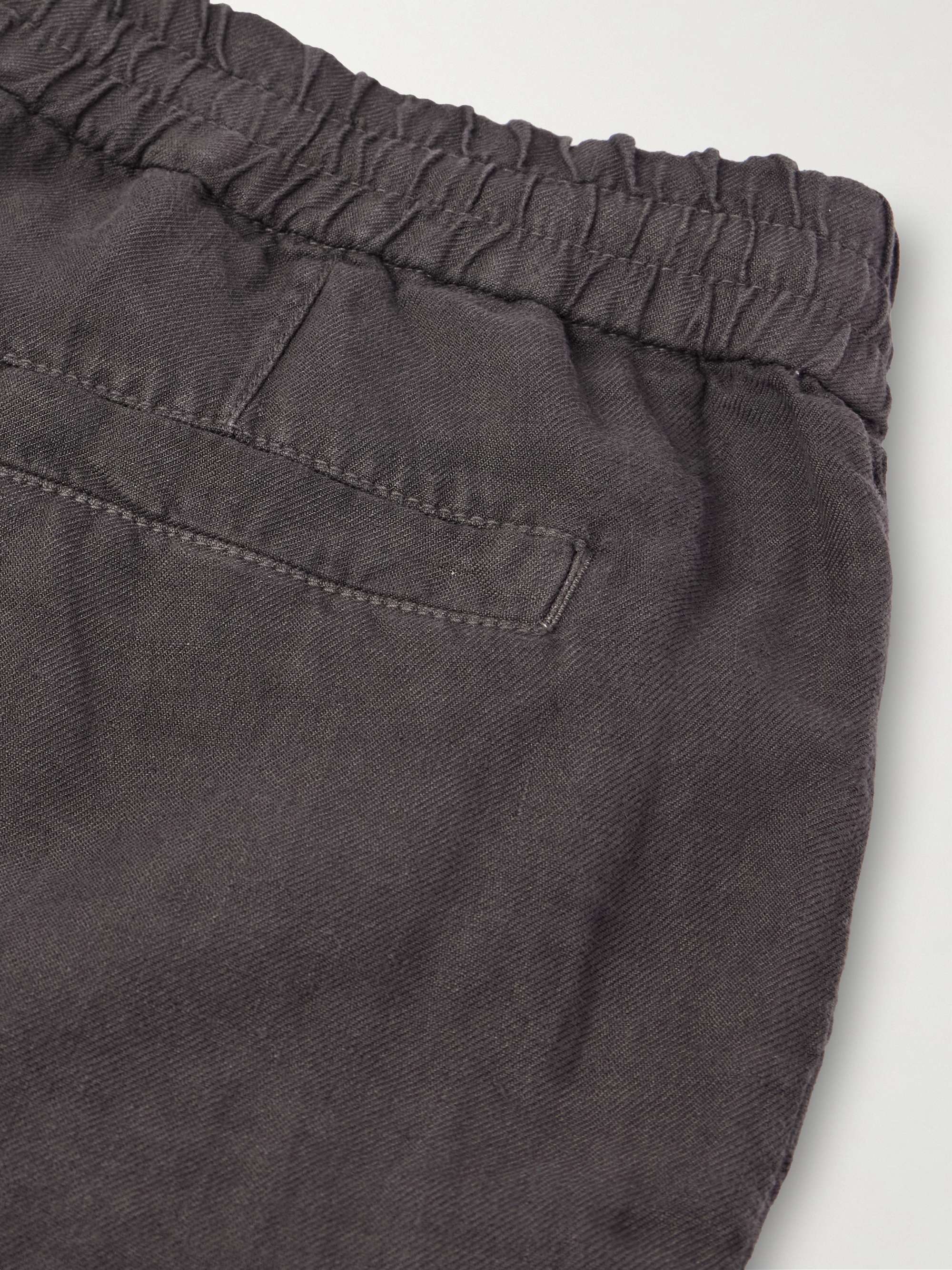 Straight-Leg Pleated Linen-Twill Drawstring Bermuda Shorts view