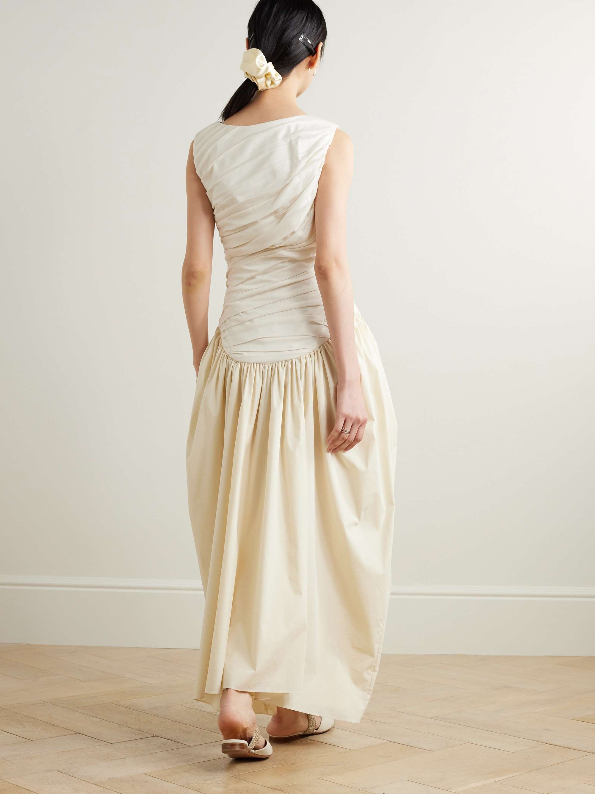 Ora gathered TENCEL™ Lyocell and cotton-blend poplin and jersey midi dress view