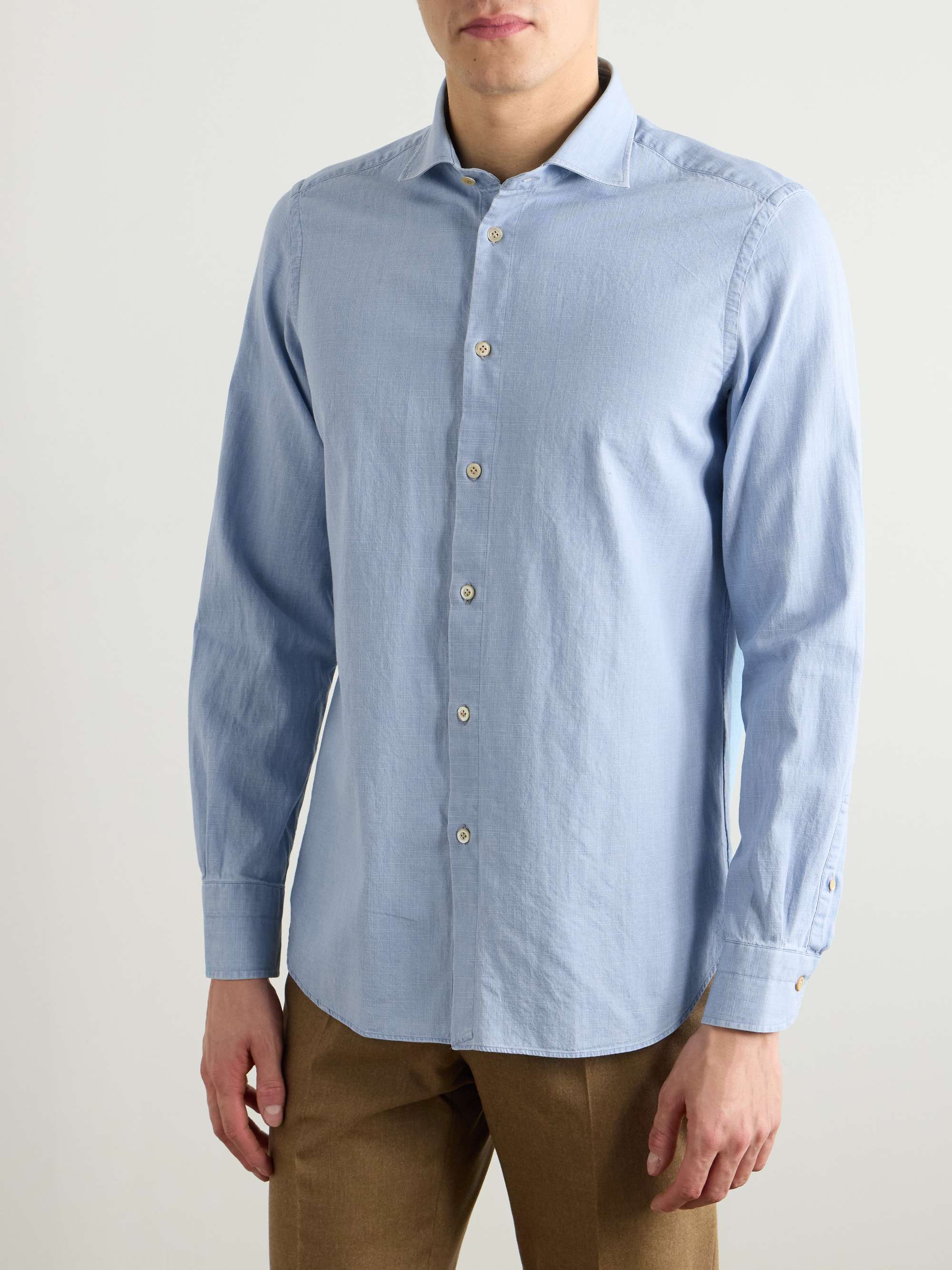 Cutaway-Collar Cotton-Chambray Shirt view