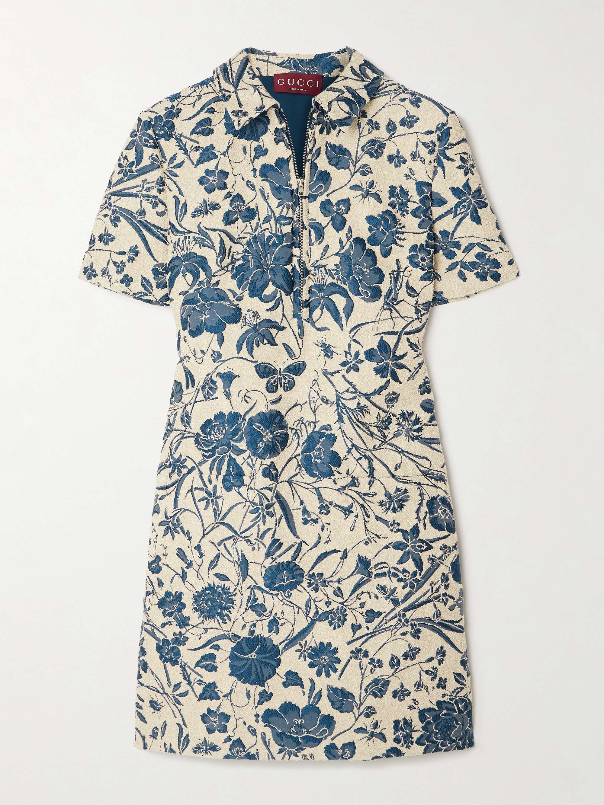 Embroidered floral-jacquard bouclé mini dress view