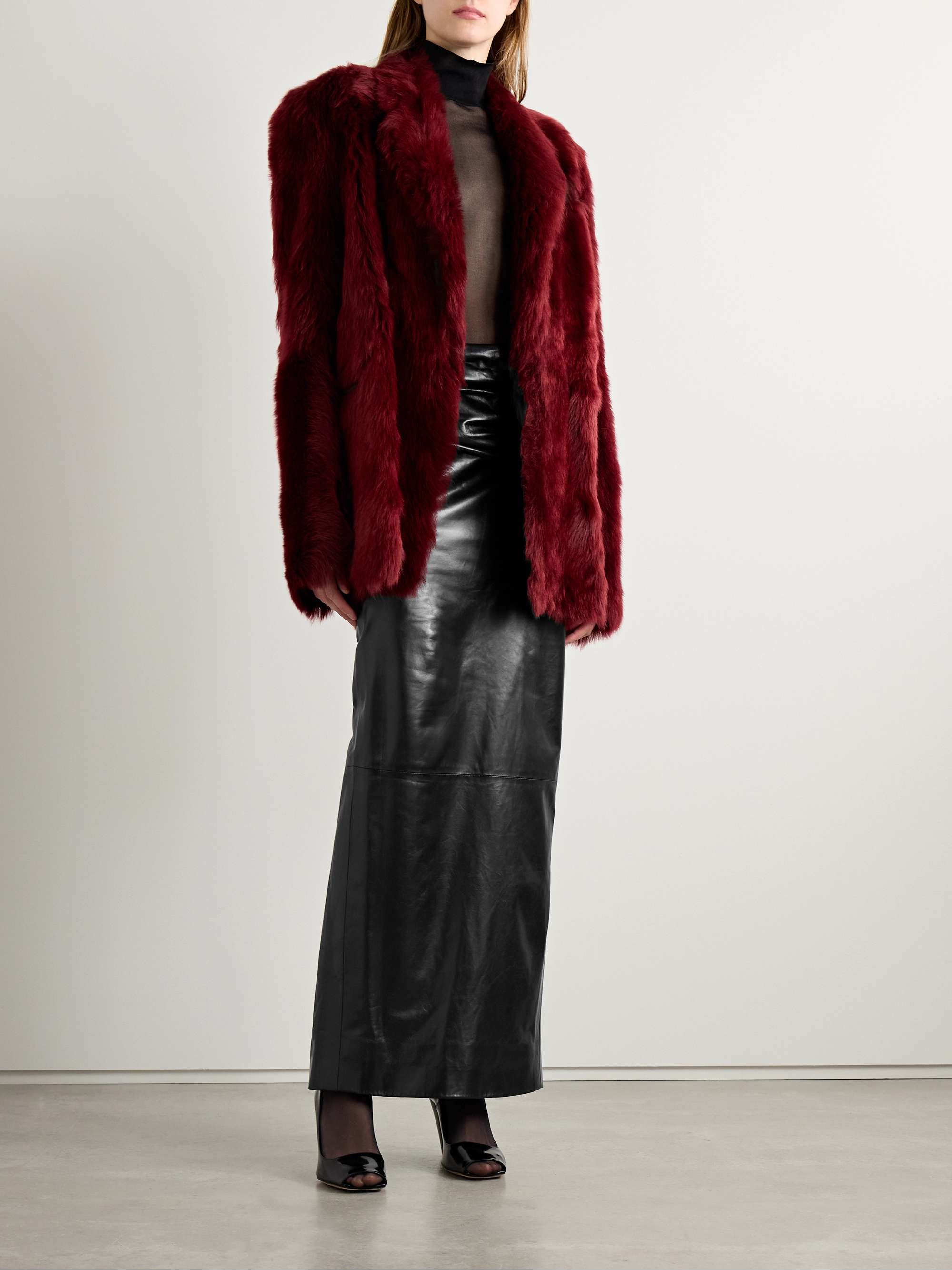 Winler gathered leather maxi skirt view