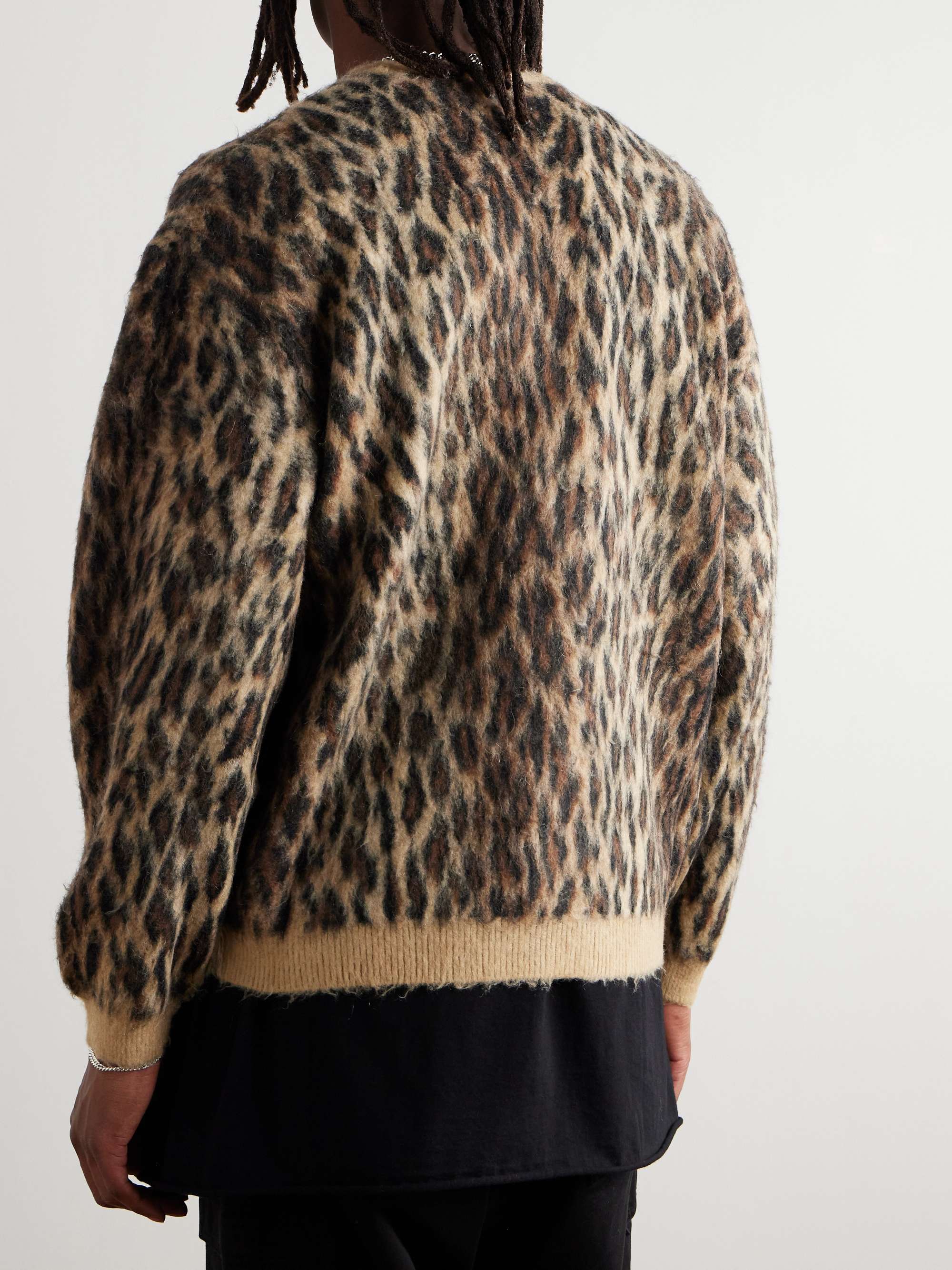 Leopard-Jacquard Brushed-Knit Cardigan view