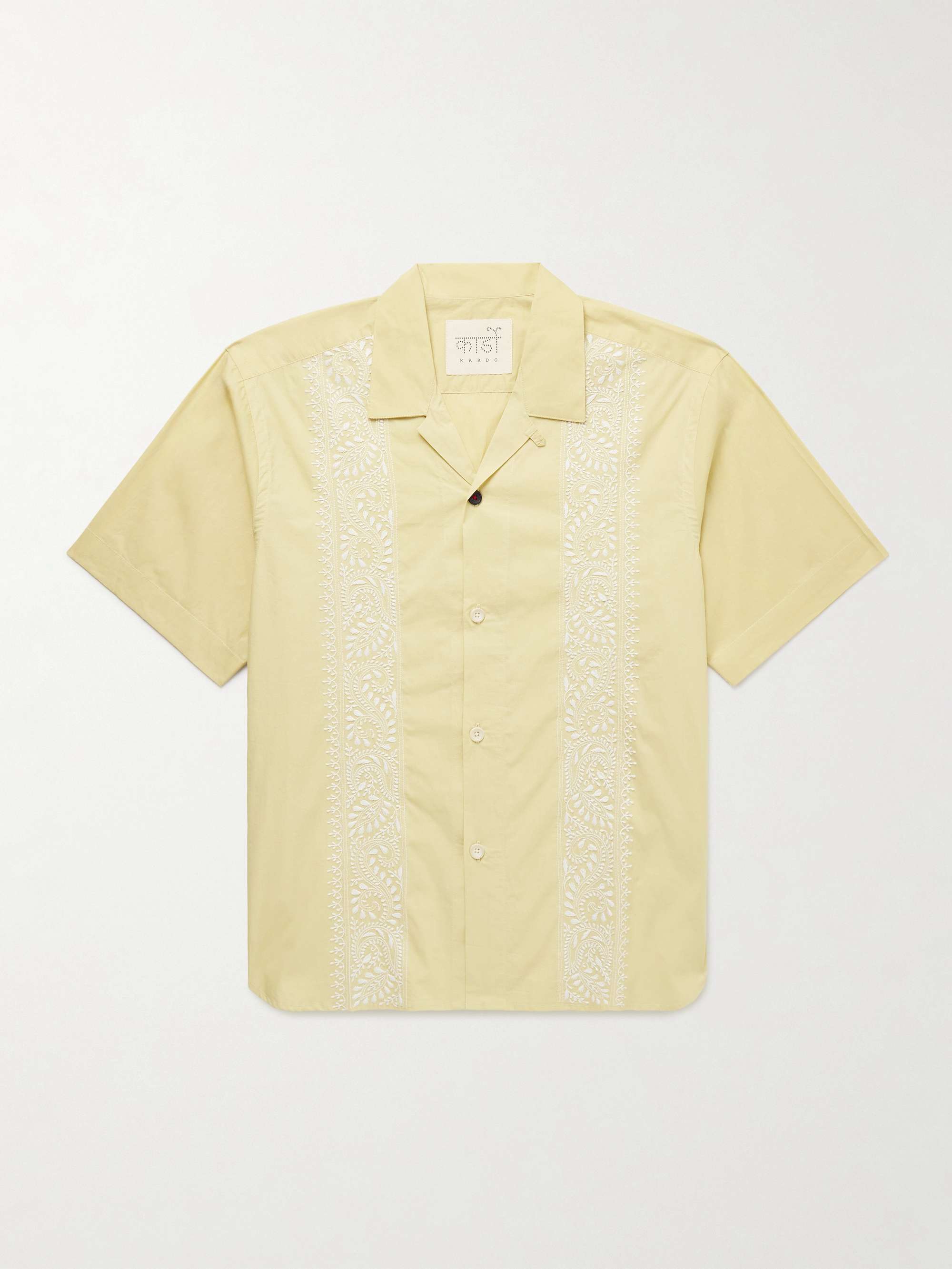 Ronen Convertible-Collar Embroidered Cotton-Poplin Shirt view
