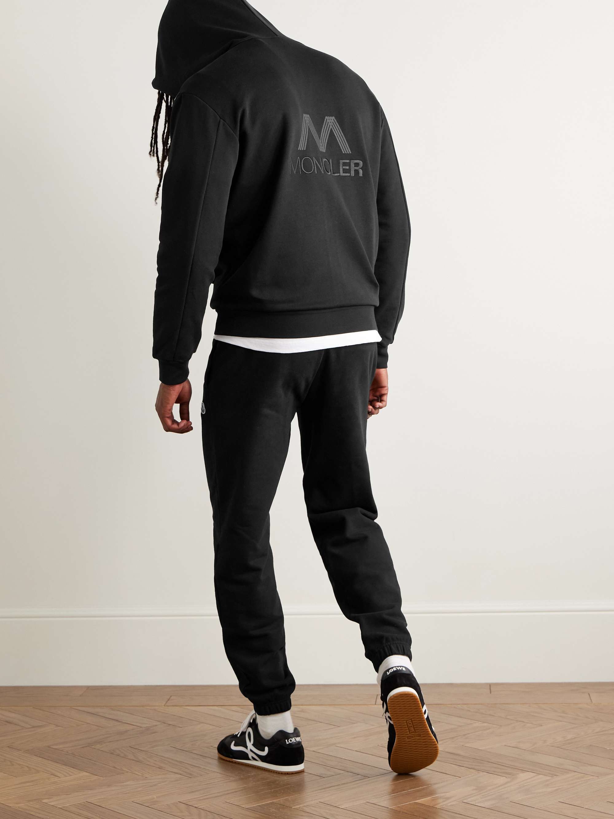 Logo-Embroidered Striped Cotton-Jersey Zip-Up Hoodie view