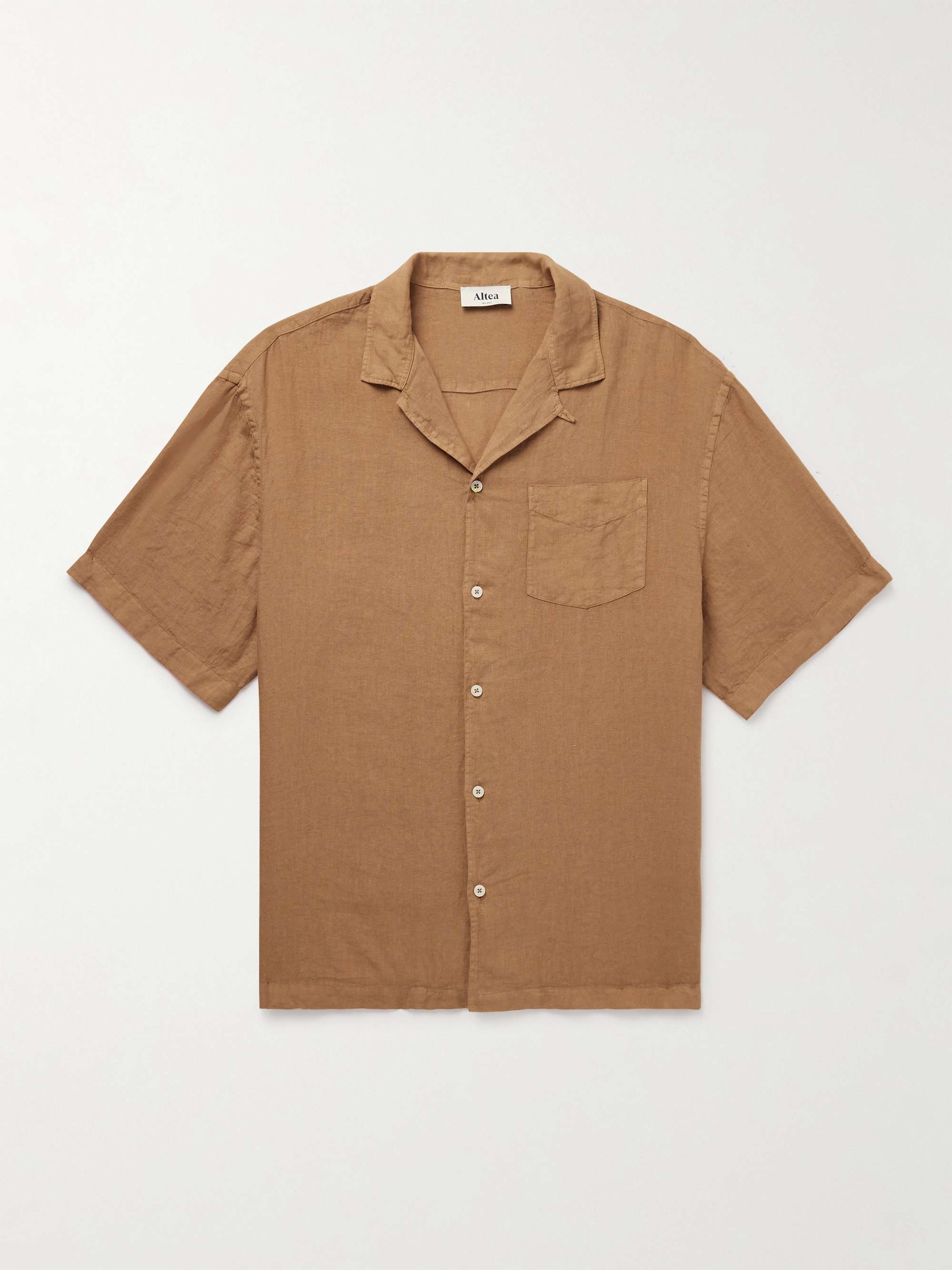 Bart Slim-Fit Convertible-Collar Linen Shirt view