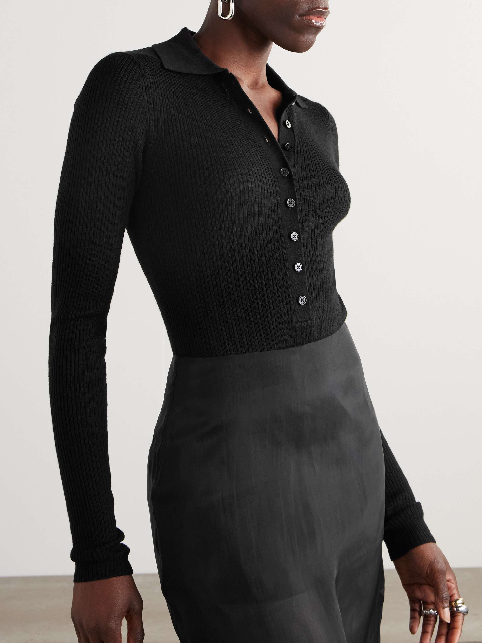 Solana ribbed wool, silk and cashmere-blend bodysuit view