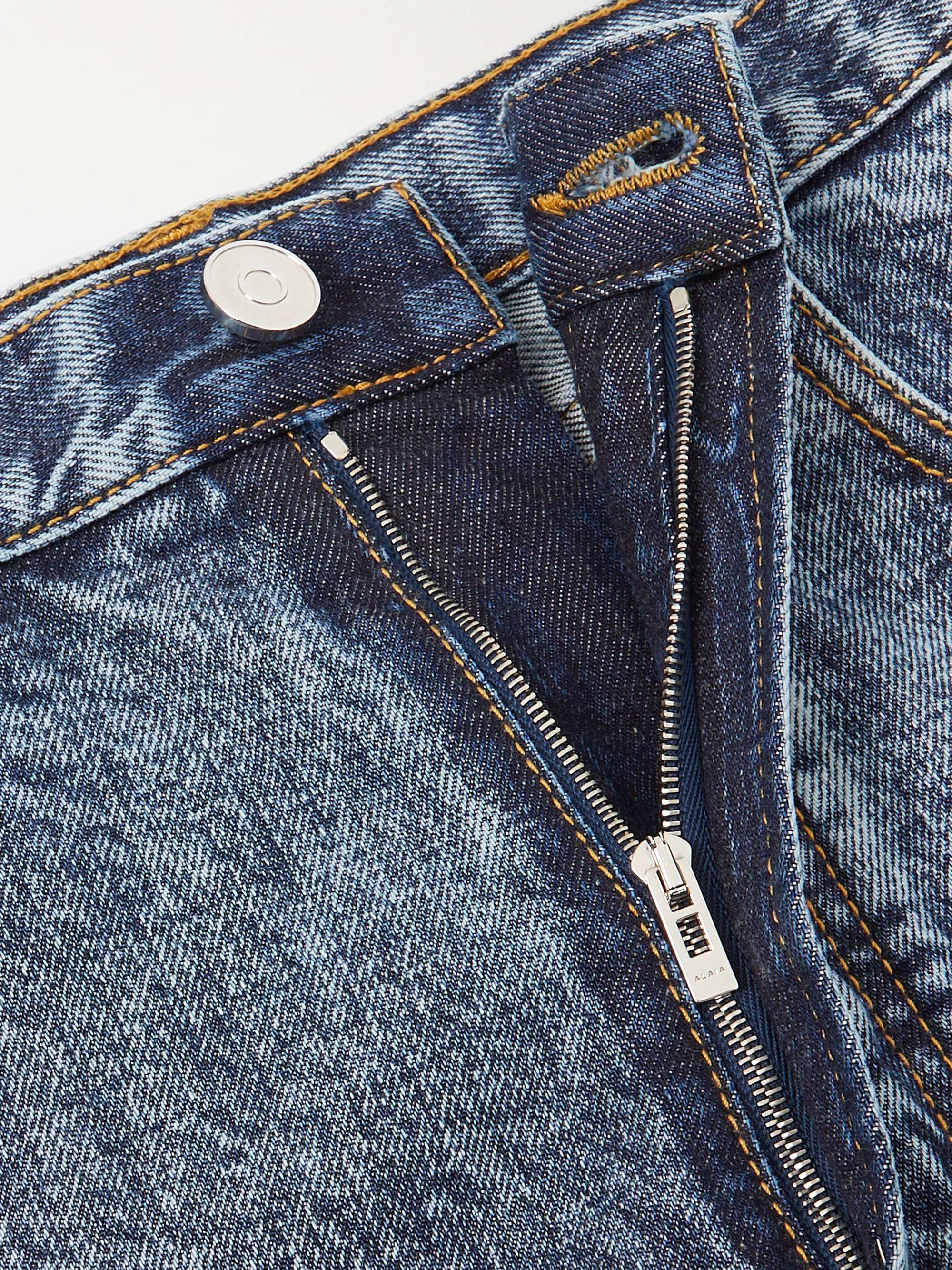 Acid-wash high-rise barrel-leg jeans view