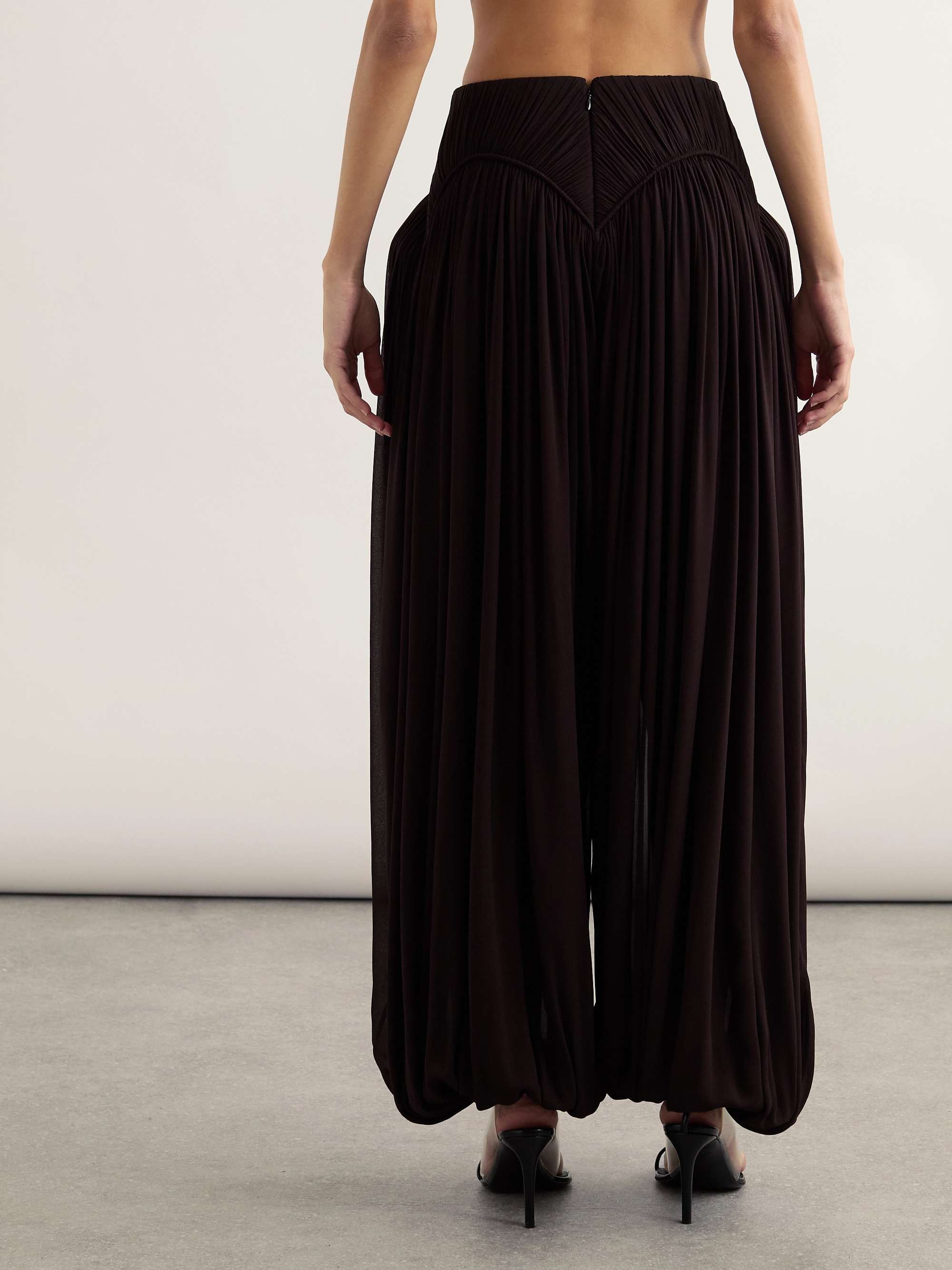 Pleated crepe tapered pants view