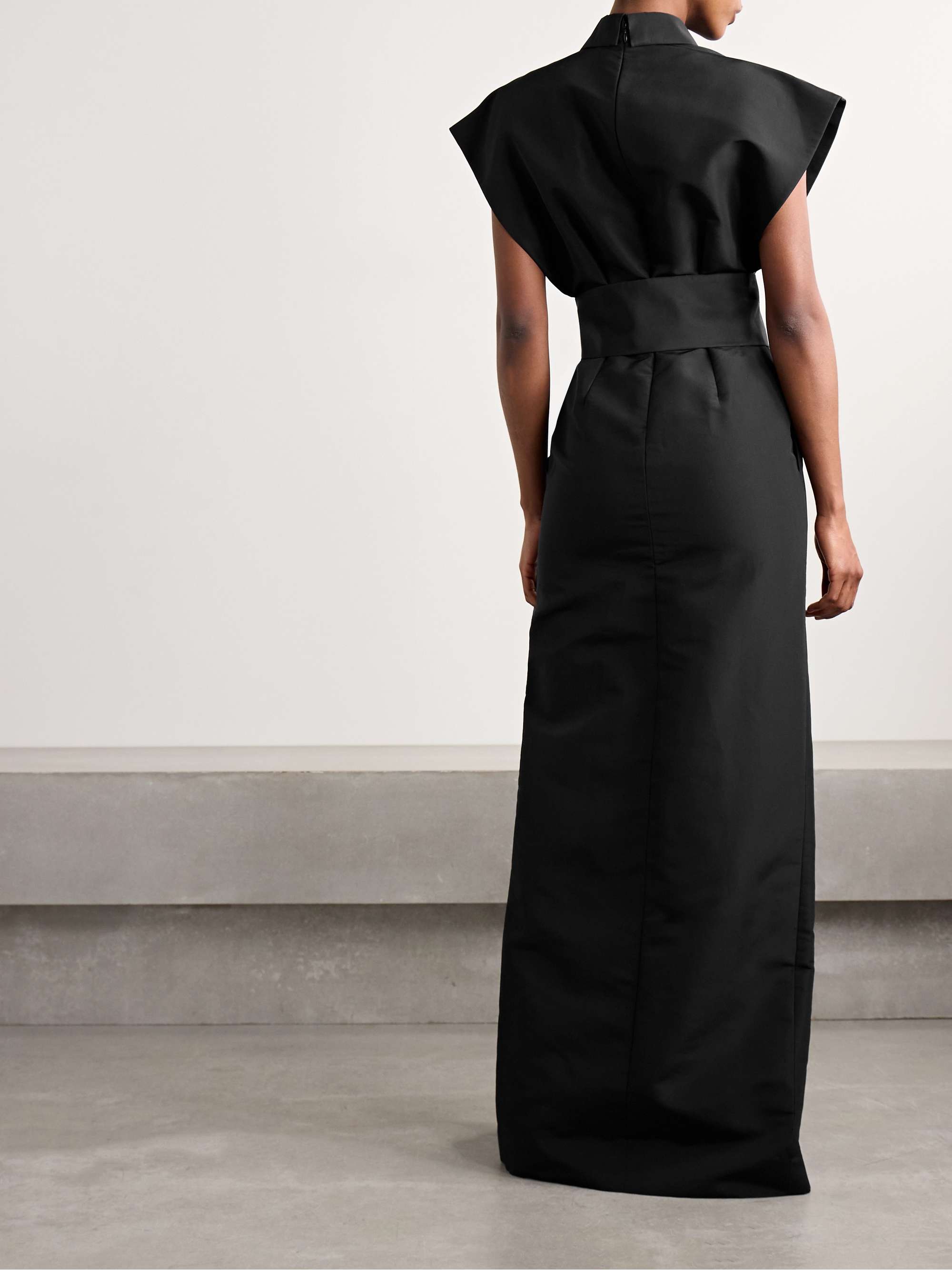 Belted pleated silk-faille gown view