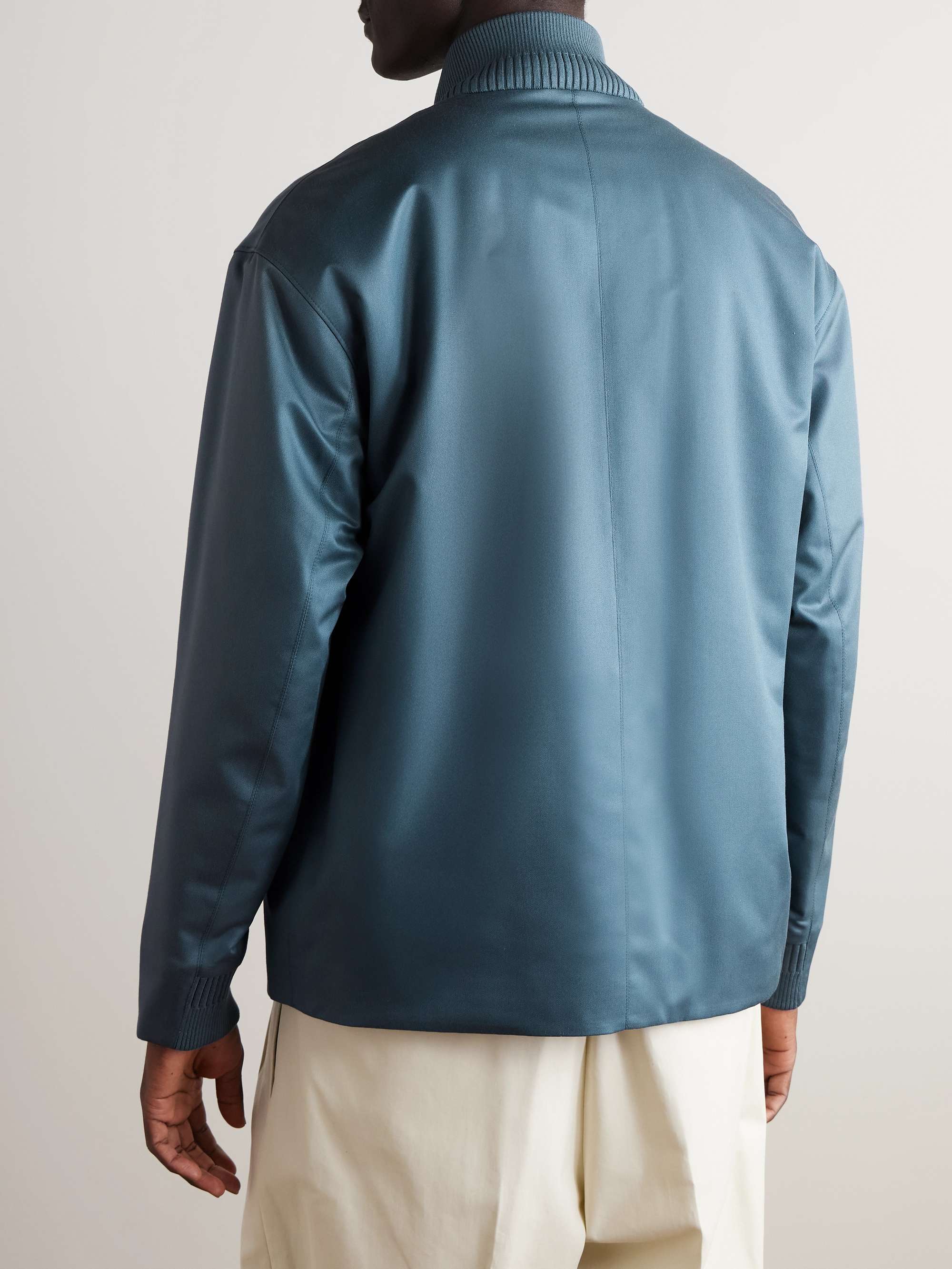 Padded Silk-Twill Bomber Jacket view