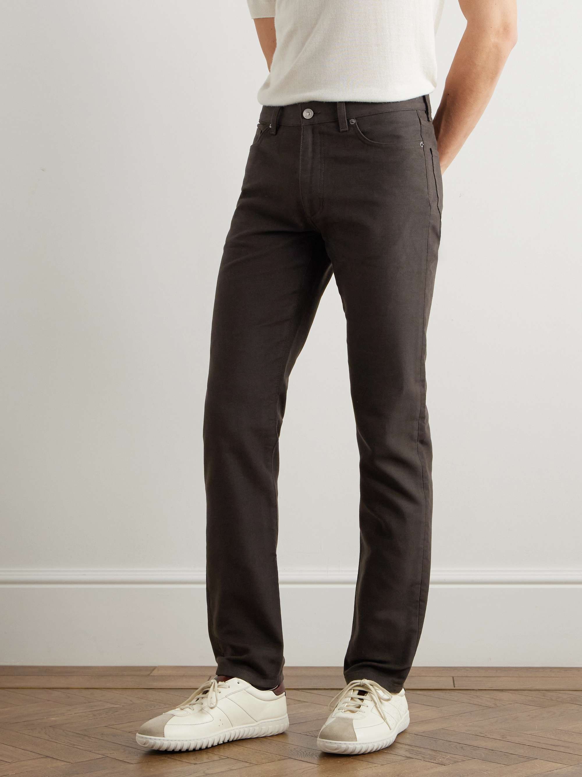 City Slim-Fit Tapered Cotton and Cashmere-Blend Trousers view