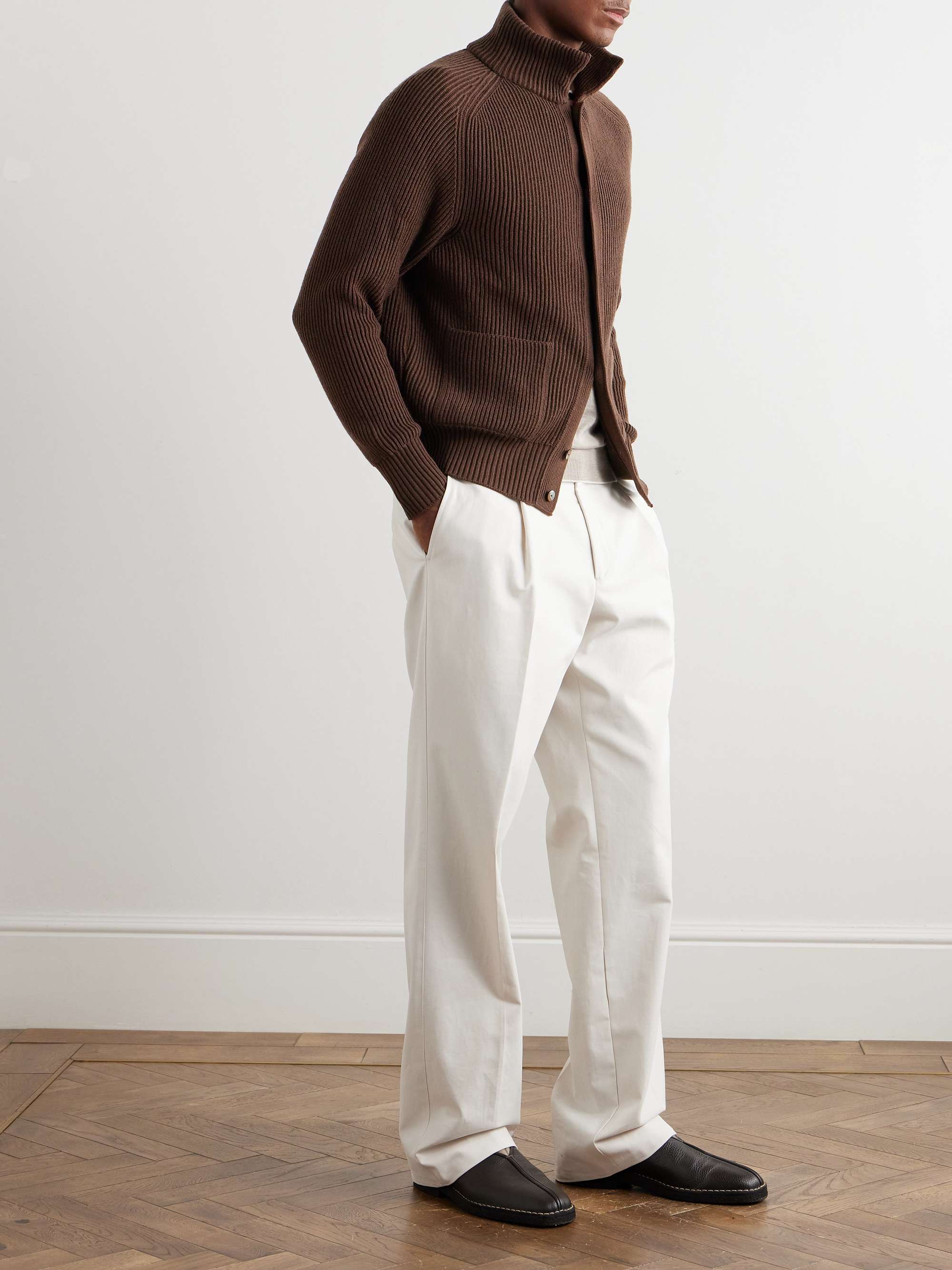 Slim-Fit Ribbed Cashmere Cardigan view