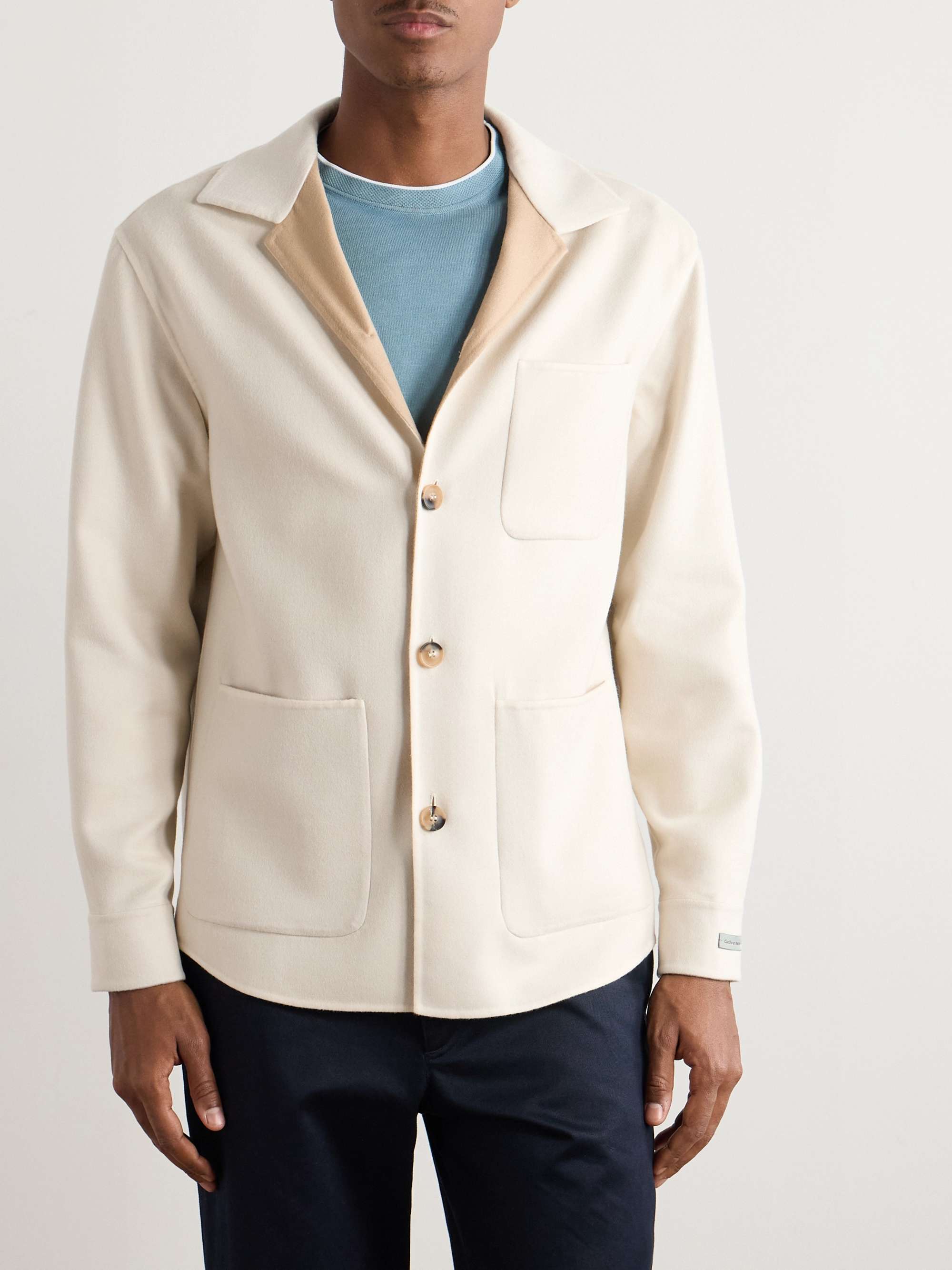 Camp-Collar Brushed Wool-Blend Twill Overshirt view