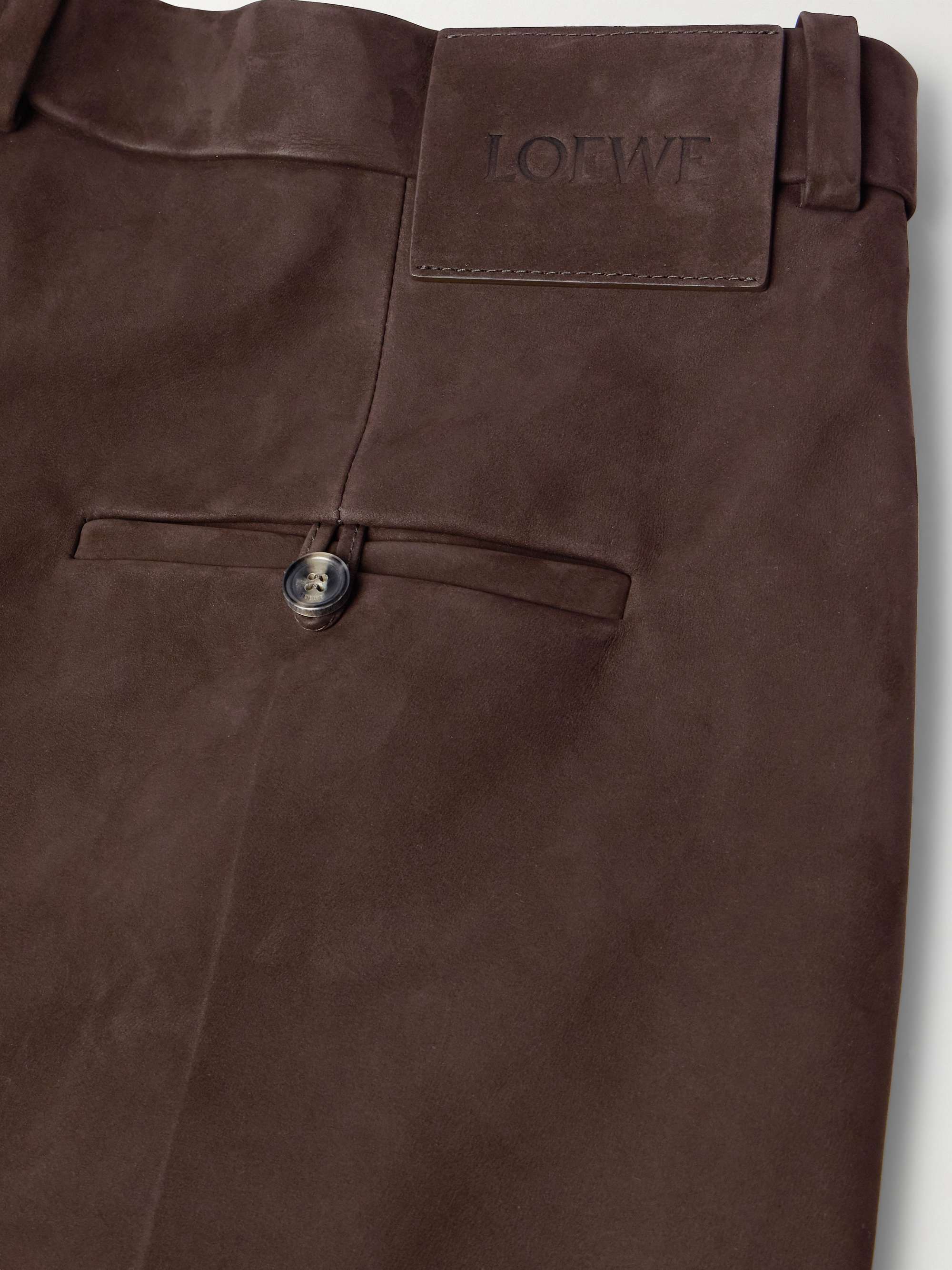Wide-Leg Pleated Nubuck Trousers view