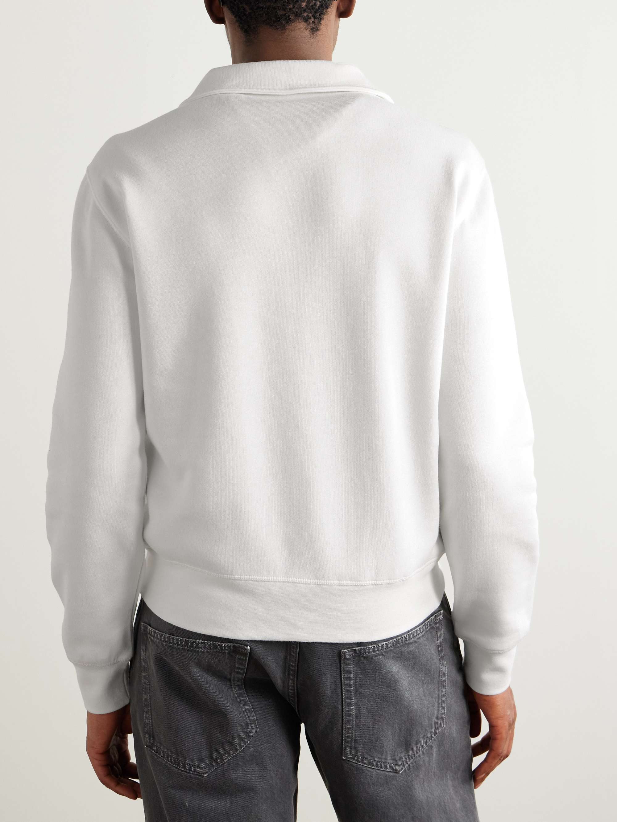 Leather-Trimmed Cotton and Cashmere-Blend Jersey Half-Zip Sweatshirt view