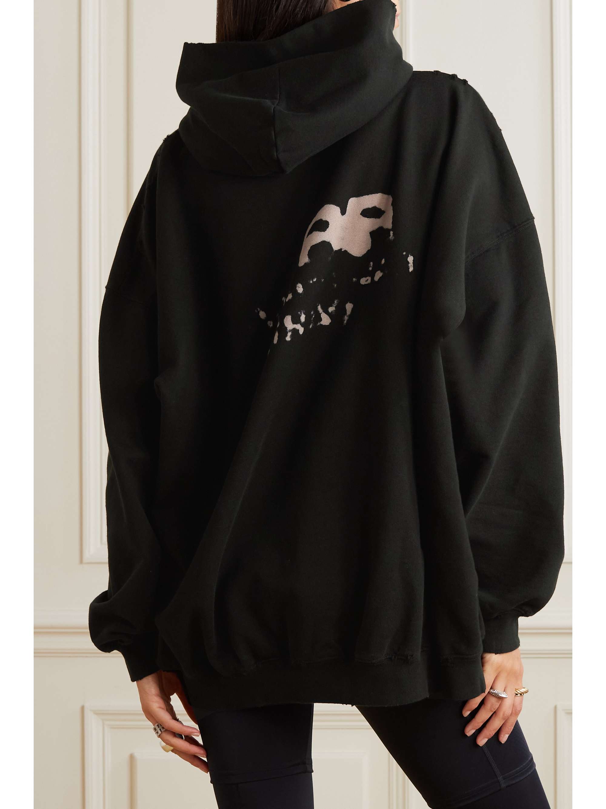 Oversized printed cotton-blend jersey hoodie view
