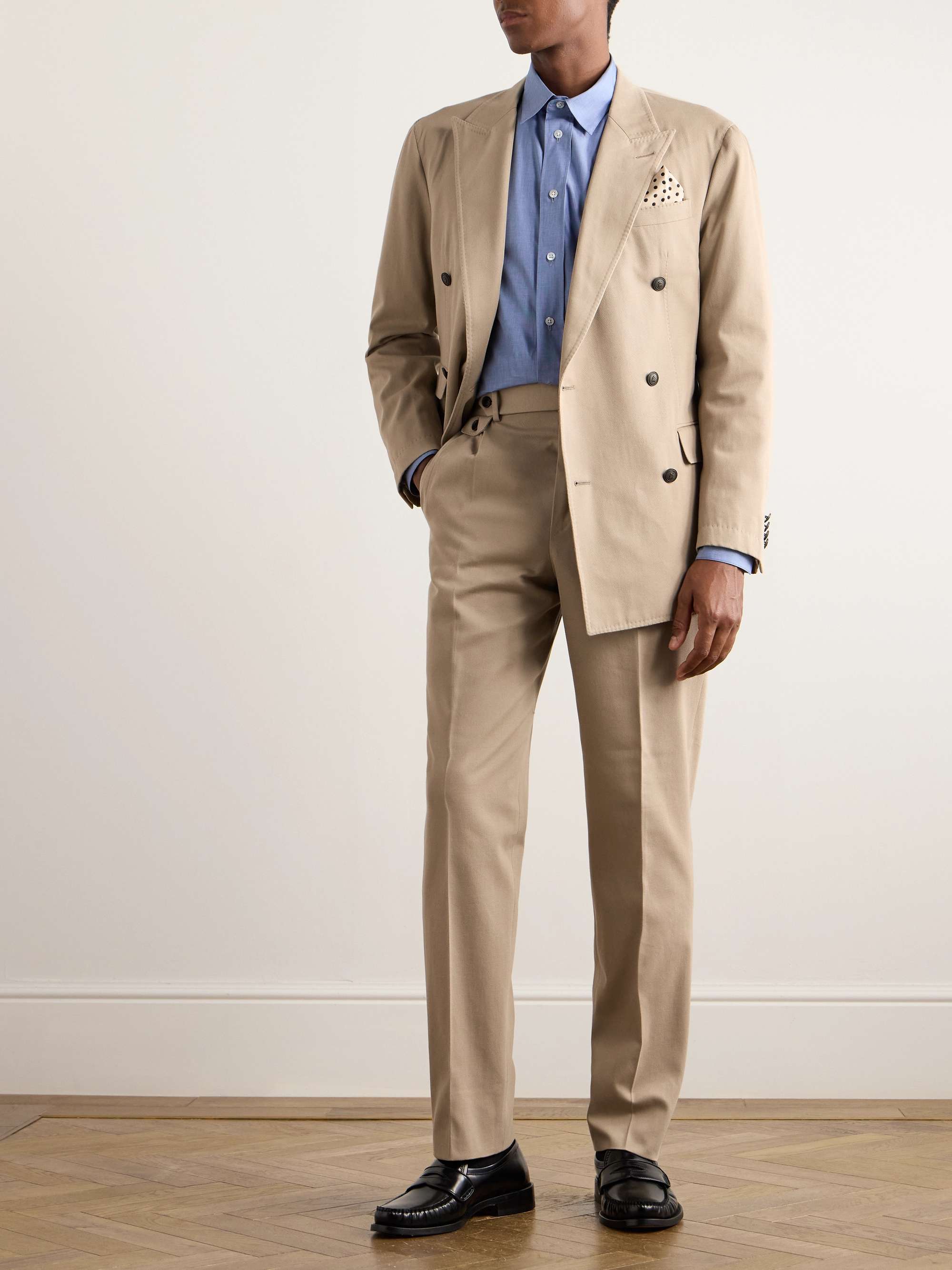 Straight-Leg Pleated Cotton and Cashmere-Blend Twill Suit Trousers view
