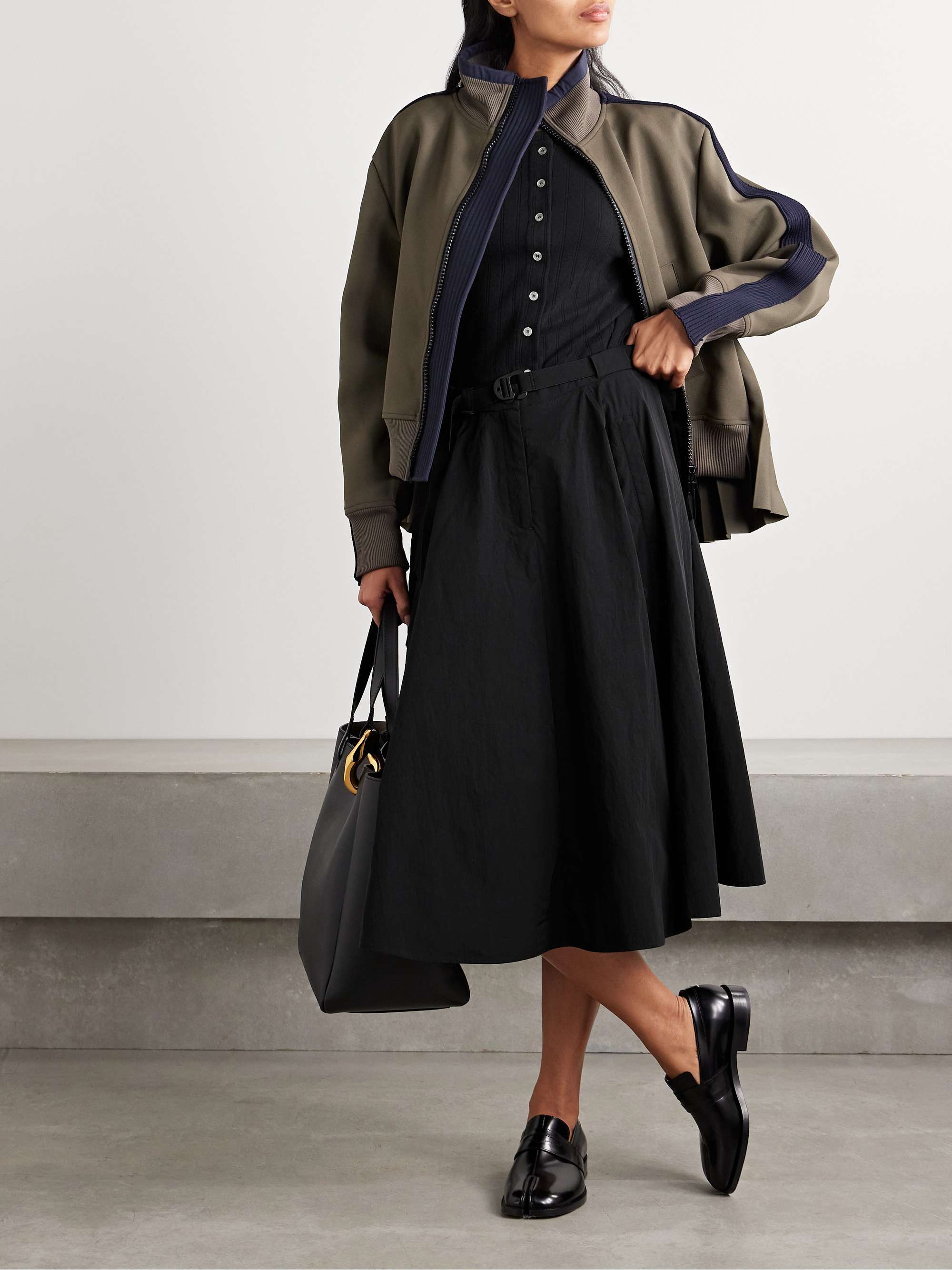 Crinkled-shell midi skirt view