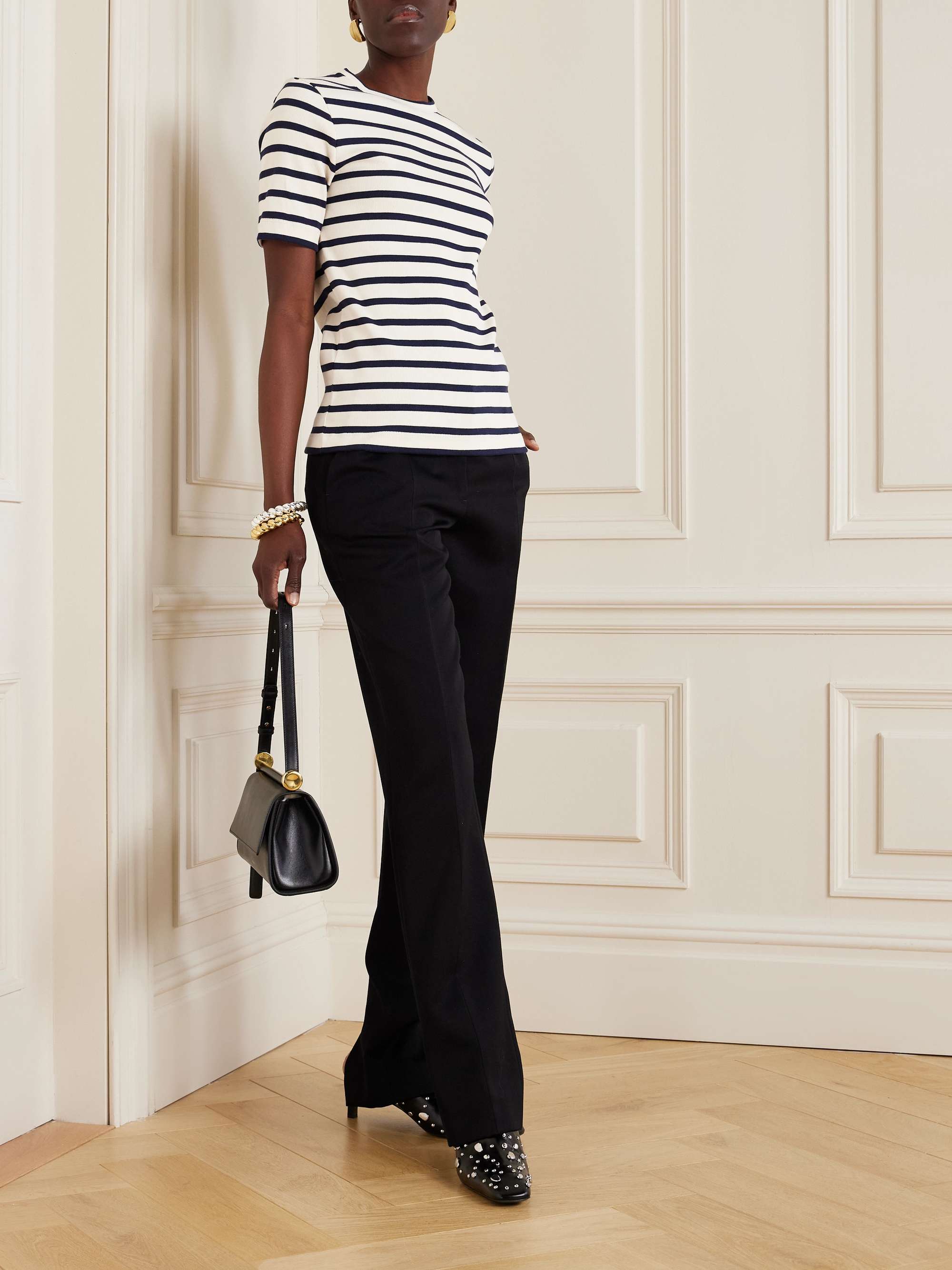 Striped knitted cotton T-shirt view