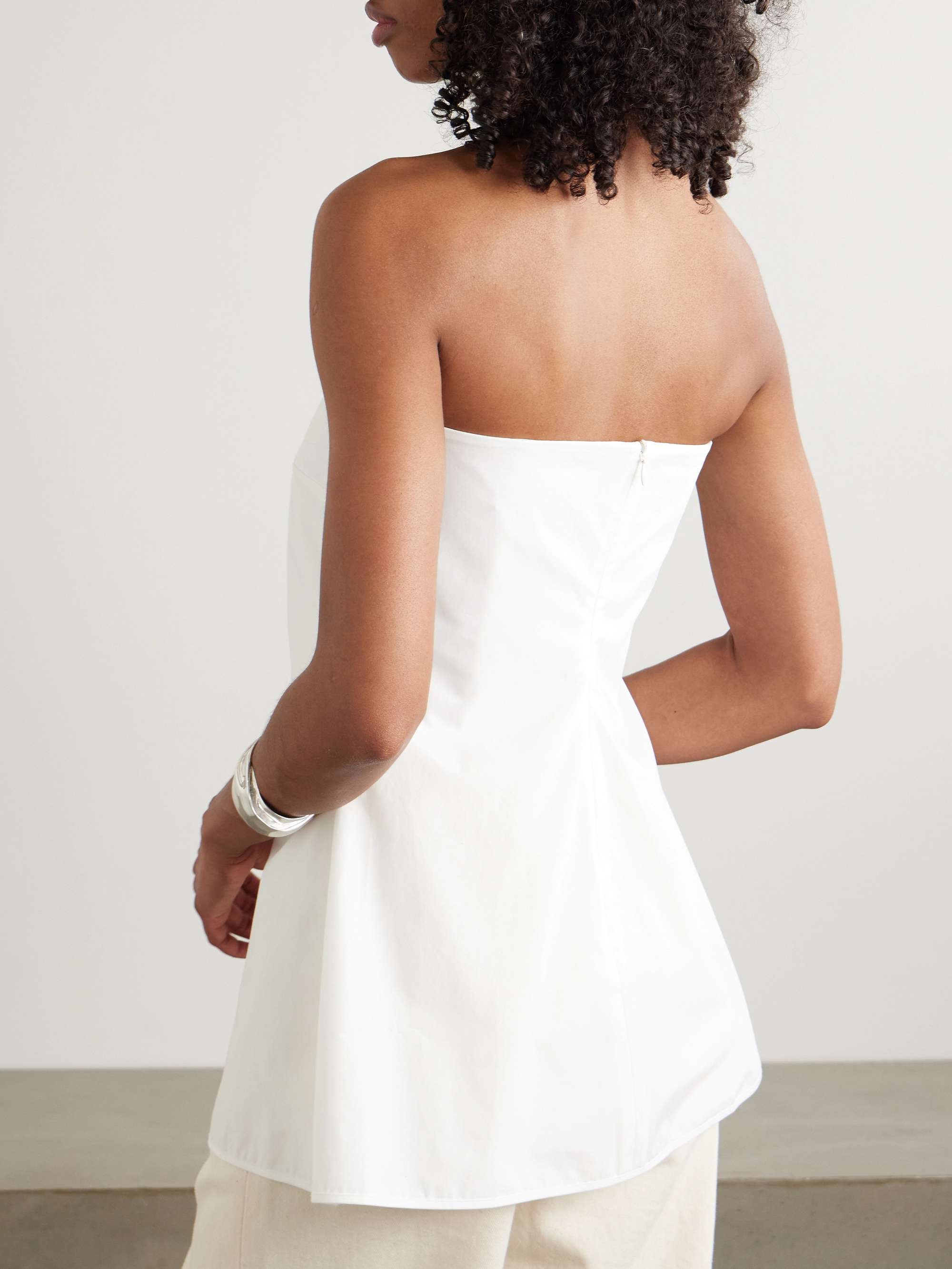 Peplum cotton-poplin bustier top view